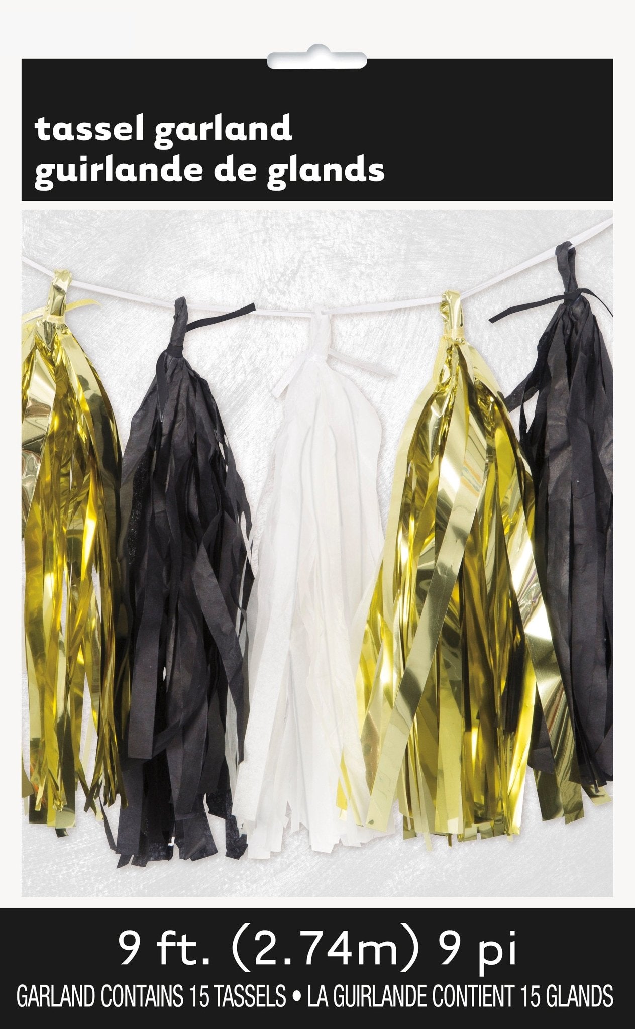 9ft Black White Gold Tissue Garland - Stesha Party