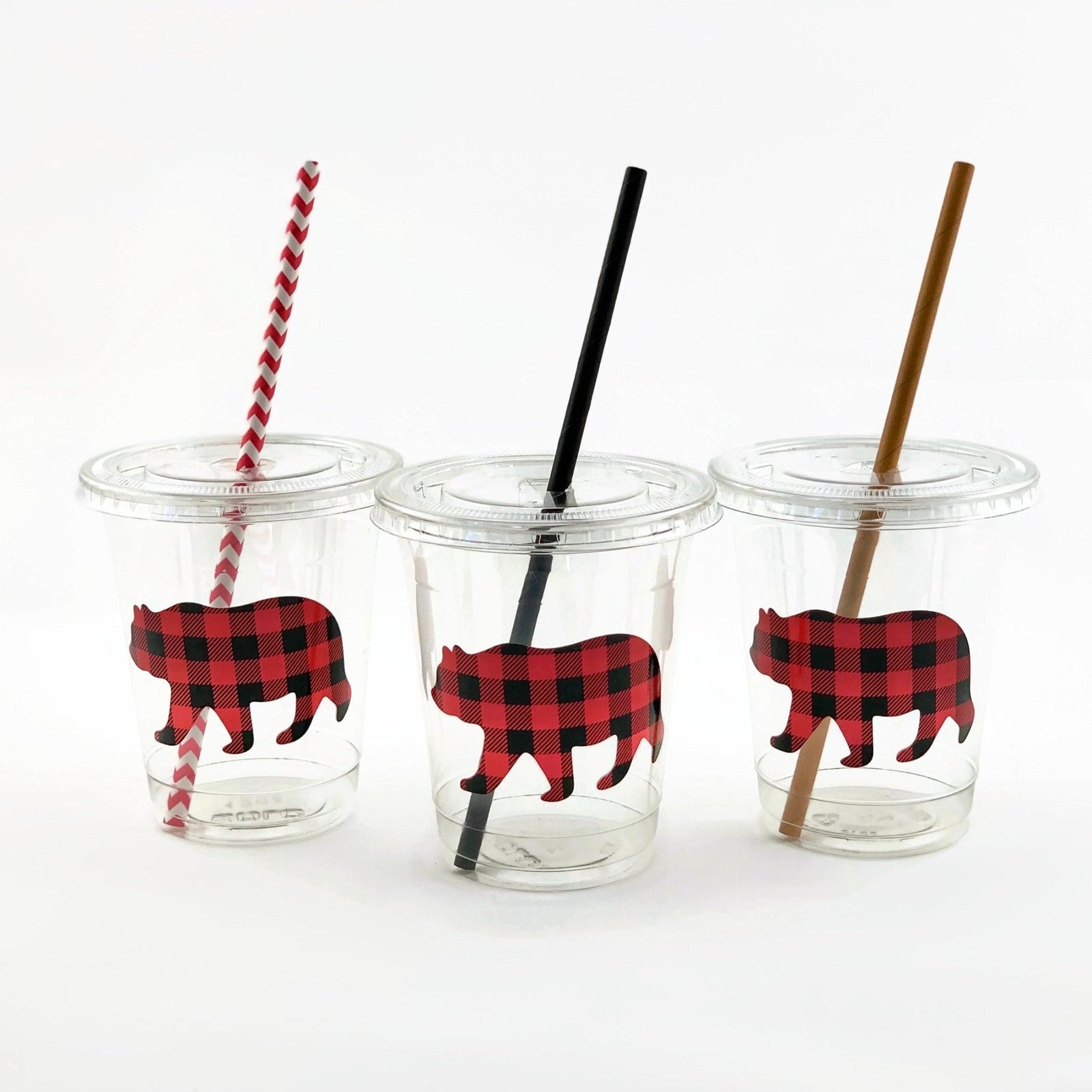 Bear Buffalo Plaid Party Cups - Stesha Party