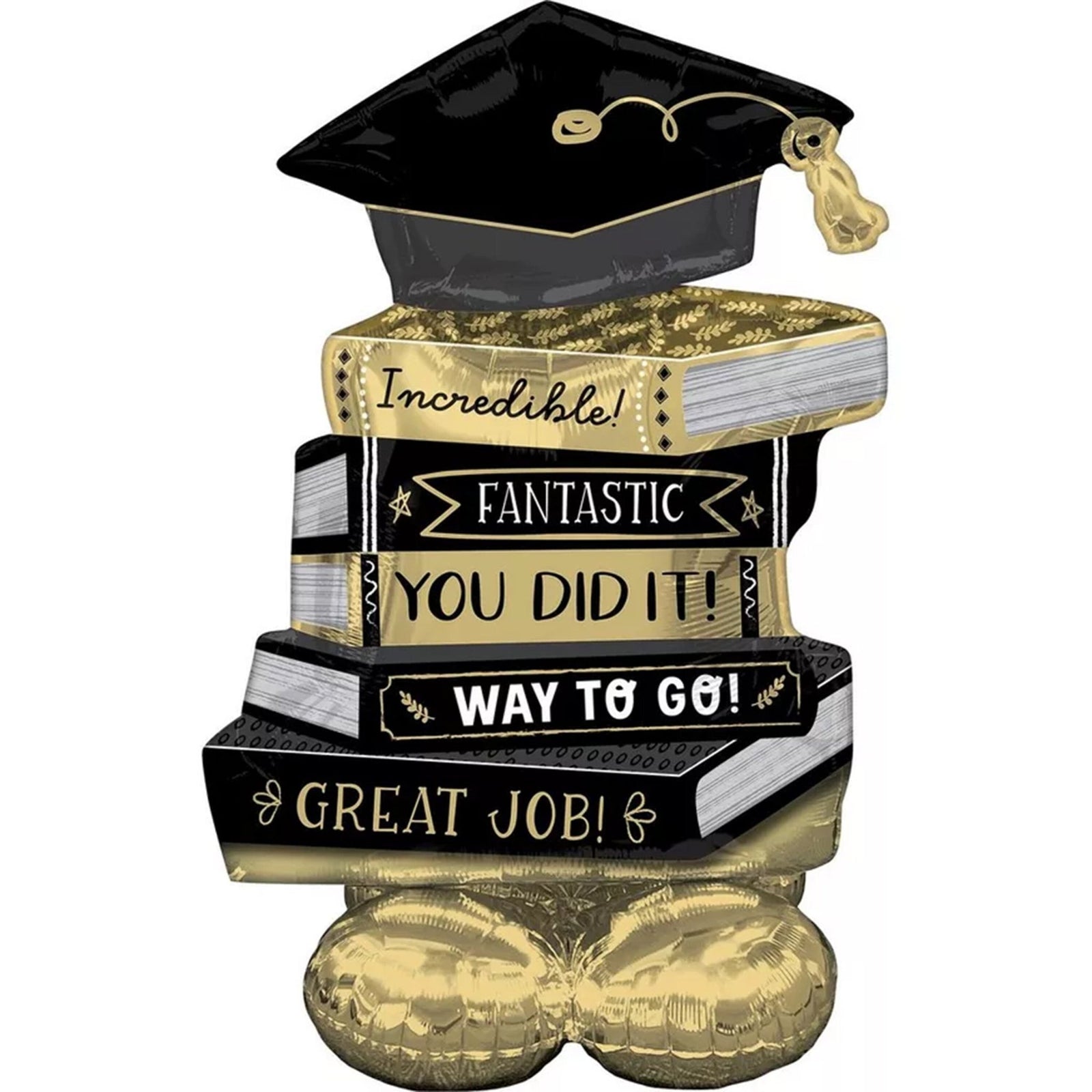 Black & Gold Graduation Books Balloon - Stesha Party