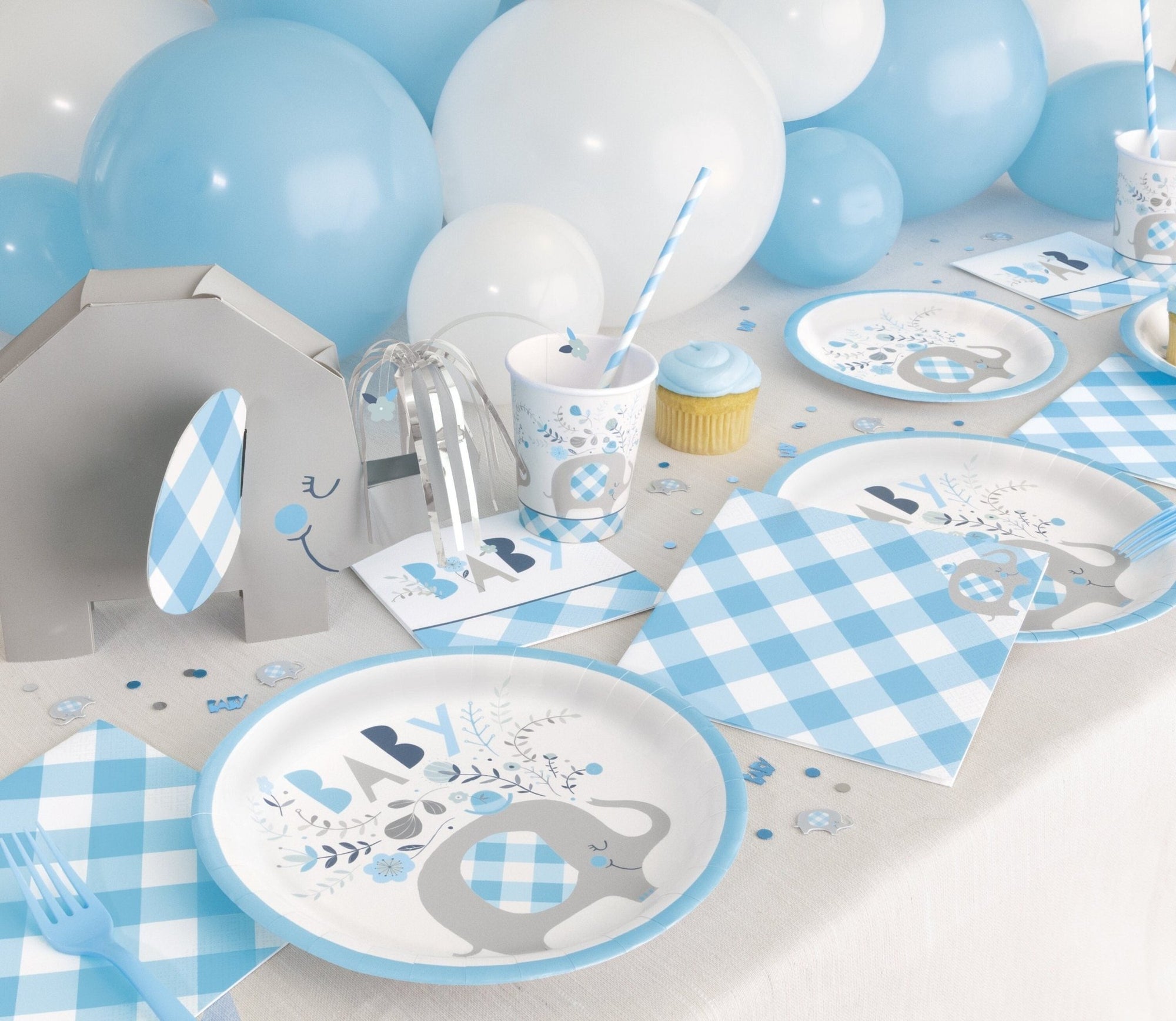 Blue & White Balloon Centerpiece & Confetti - Stesha Party