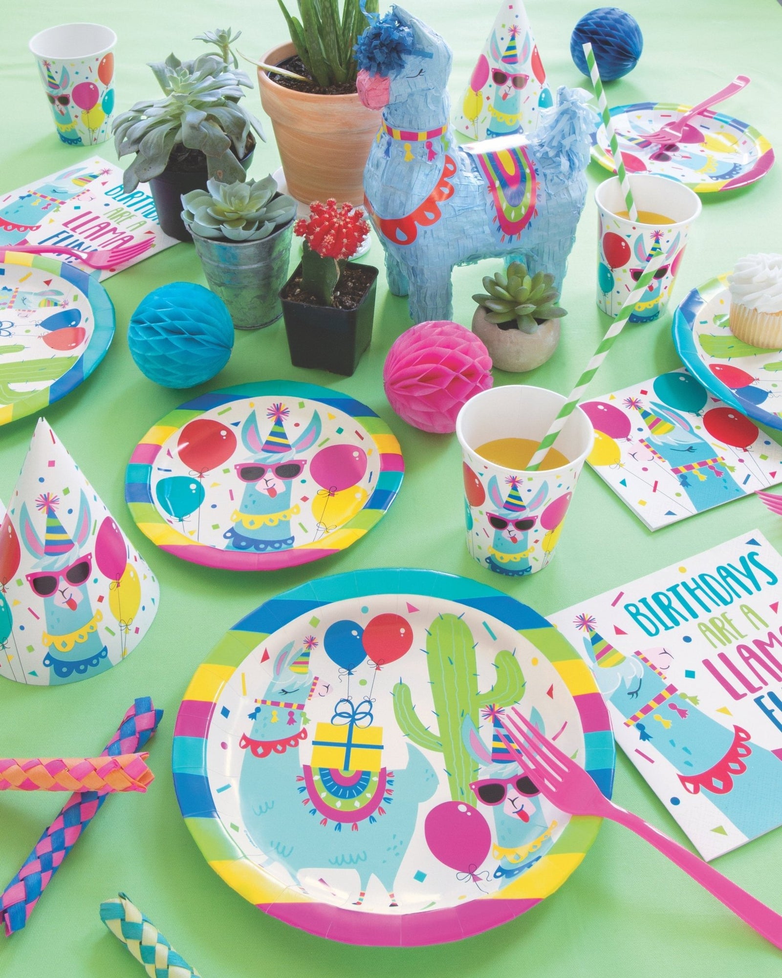 Bright Colorful Llama Party Cups - Stesha Party