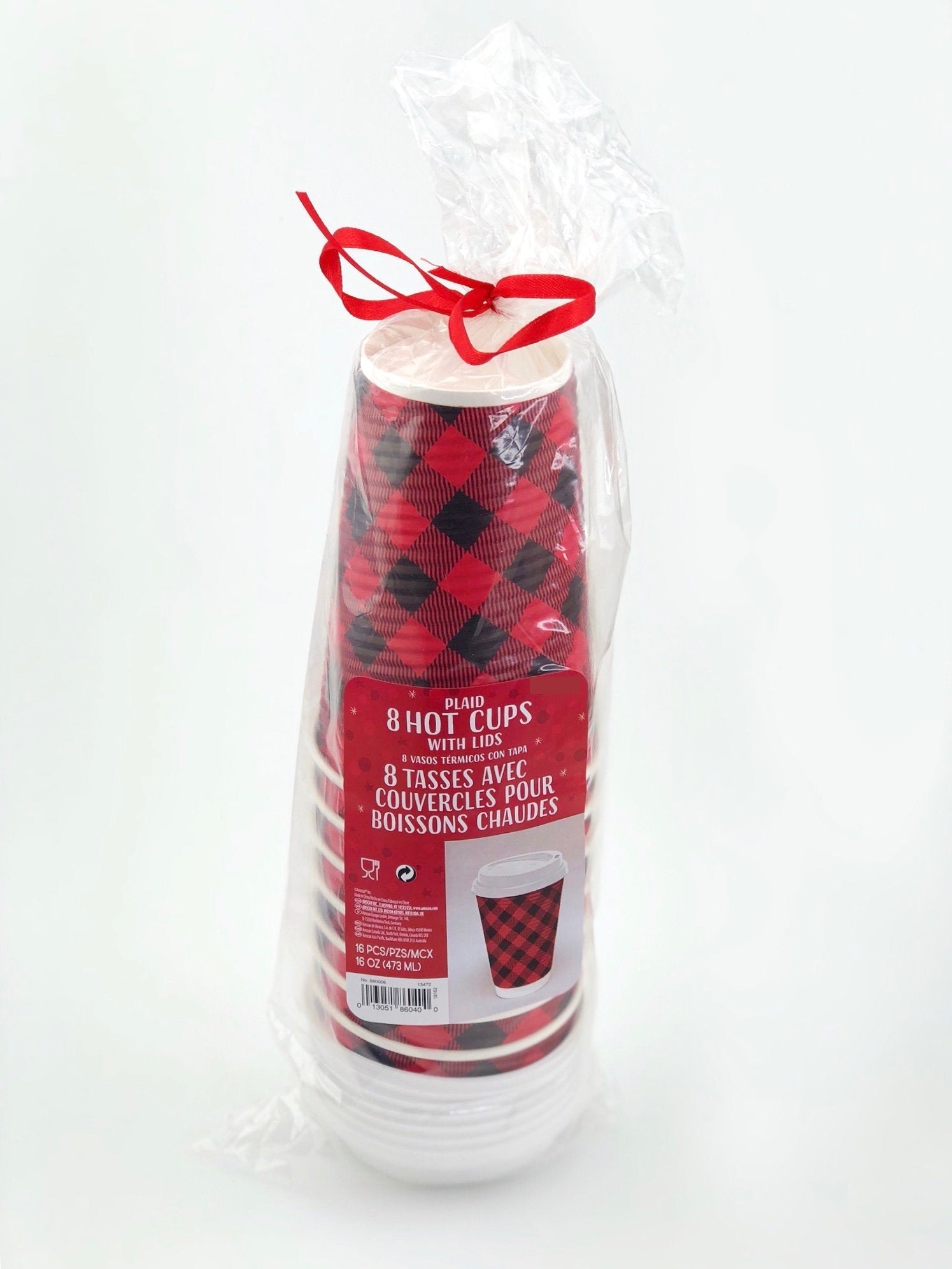 Buffalo Plaid Coffee Cups with Lids - Stesha Party