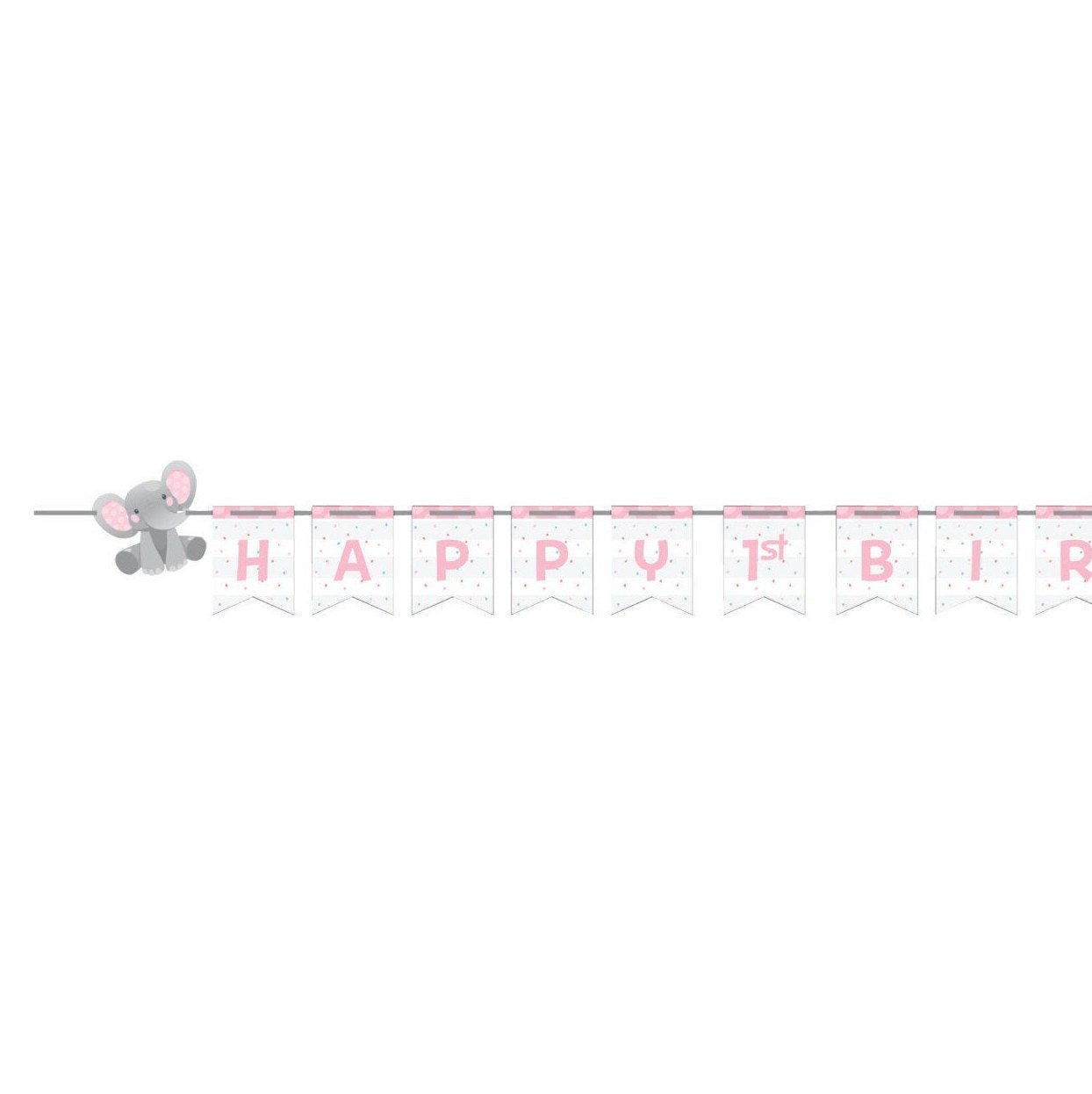 Customizable Pink Elephant Birthday or Baby Shower Banner - Stesha Party