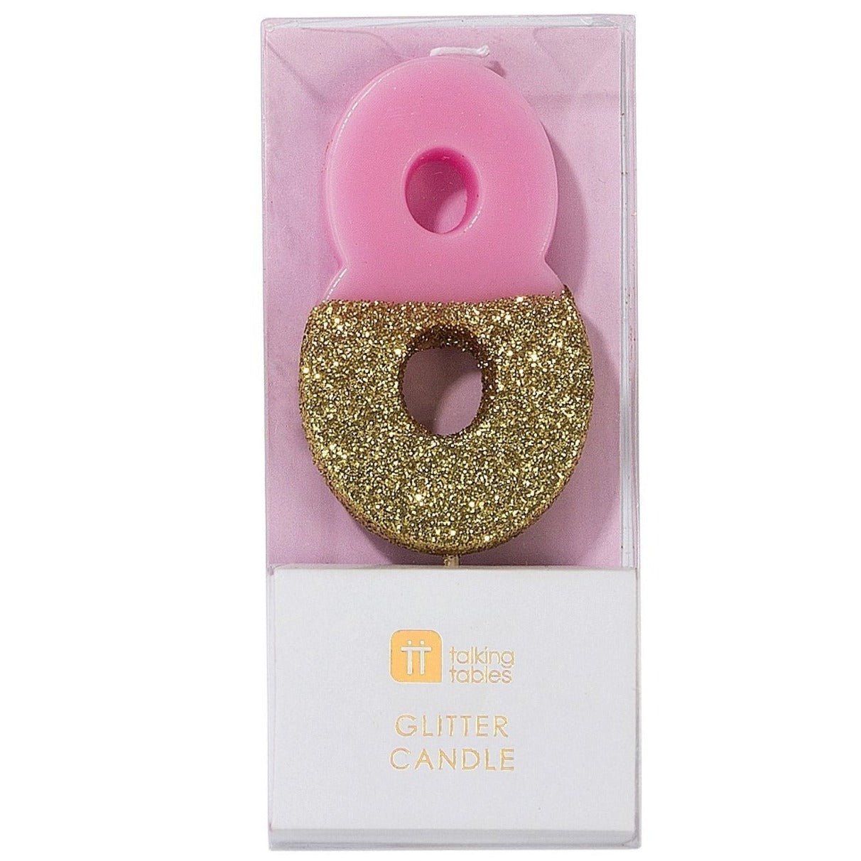 Eight Pink & Gold Glitter Candle - Stesha Party