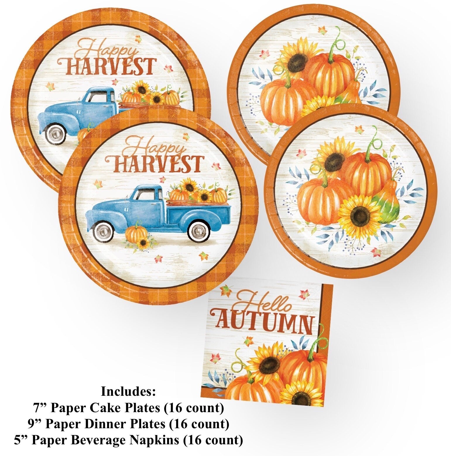 Fall Harvest Pumpkin Party Plates & Napkins - Stesha Party