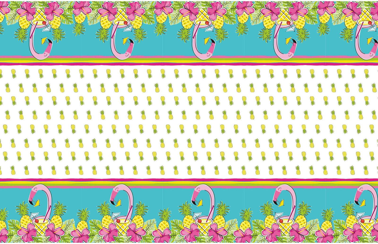 Flamingo Pineapple Plastic Tablecloth - Stesha Party