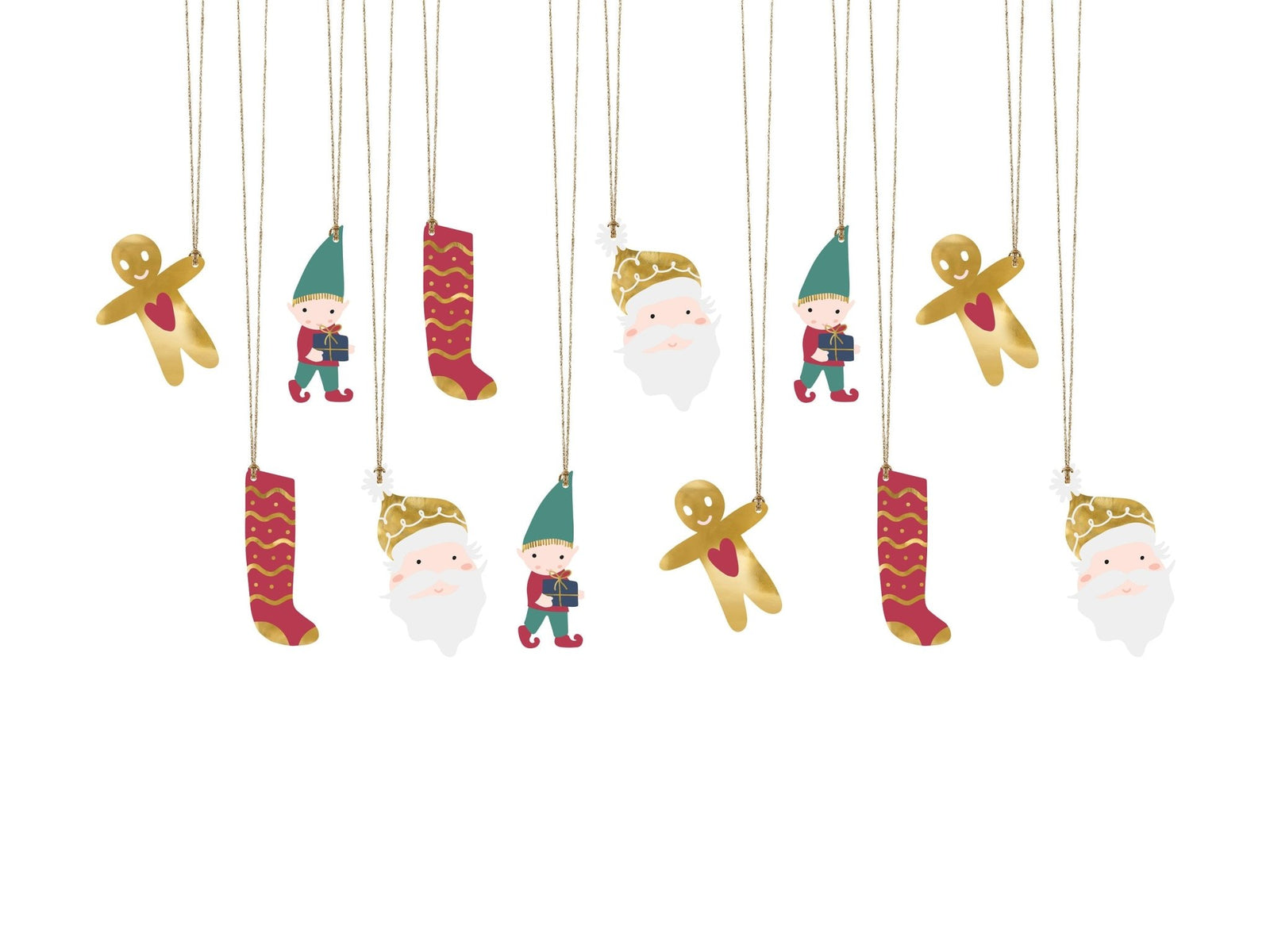 Gingerbread, Elf & Santa Gift Tags 12ct - Stesha Party