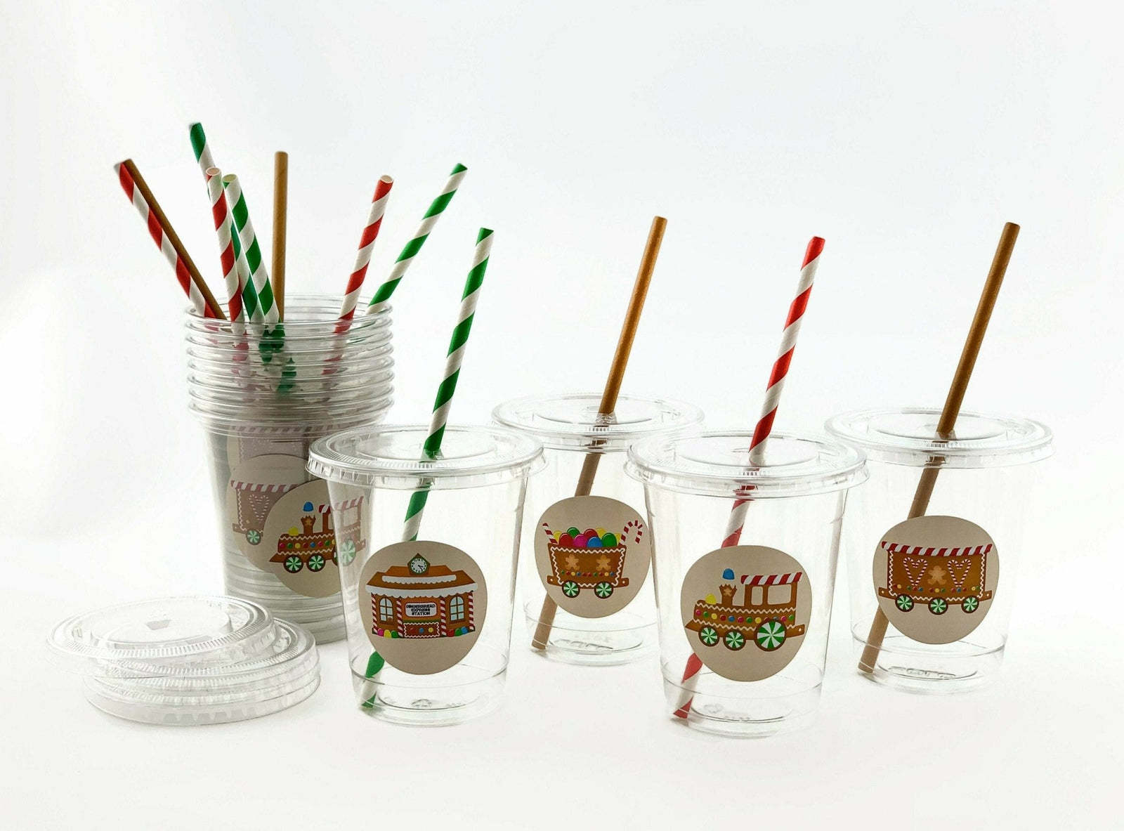 Gingerbread Train Clear Cup Set - Stesha Party