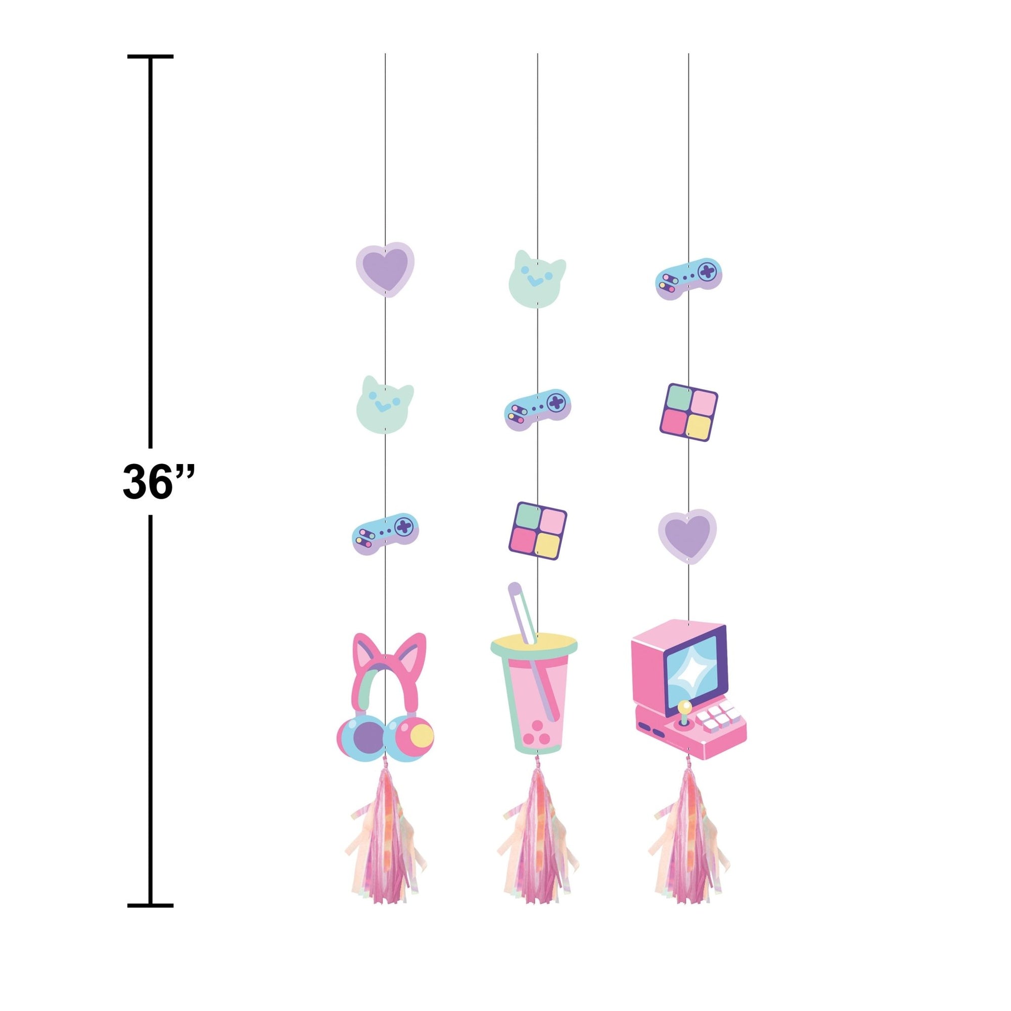 Girl Gaming Party Hanging Decorations - Stesha Party