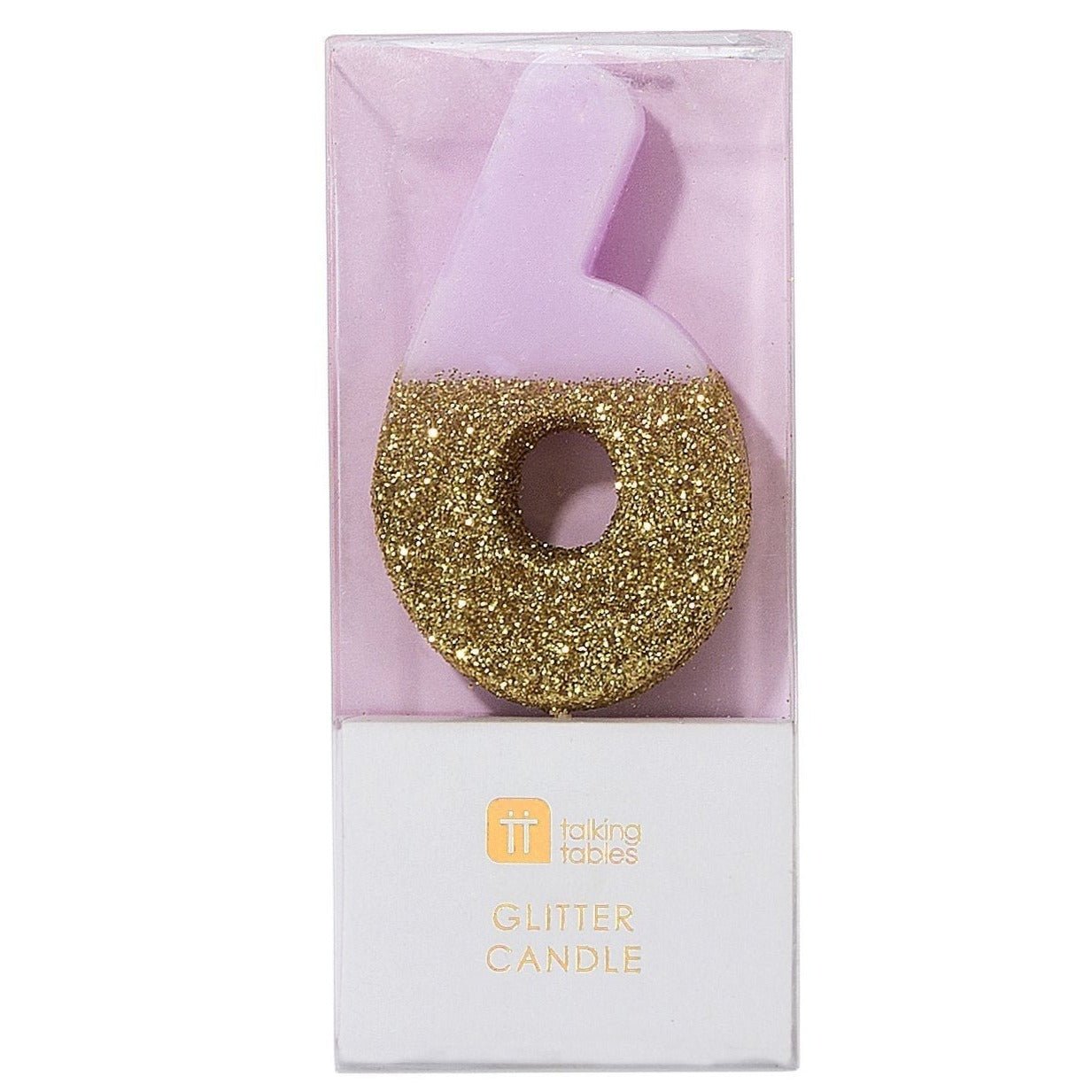 Gold and Pink "6" Candle - Stesha Party