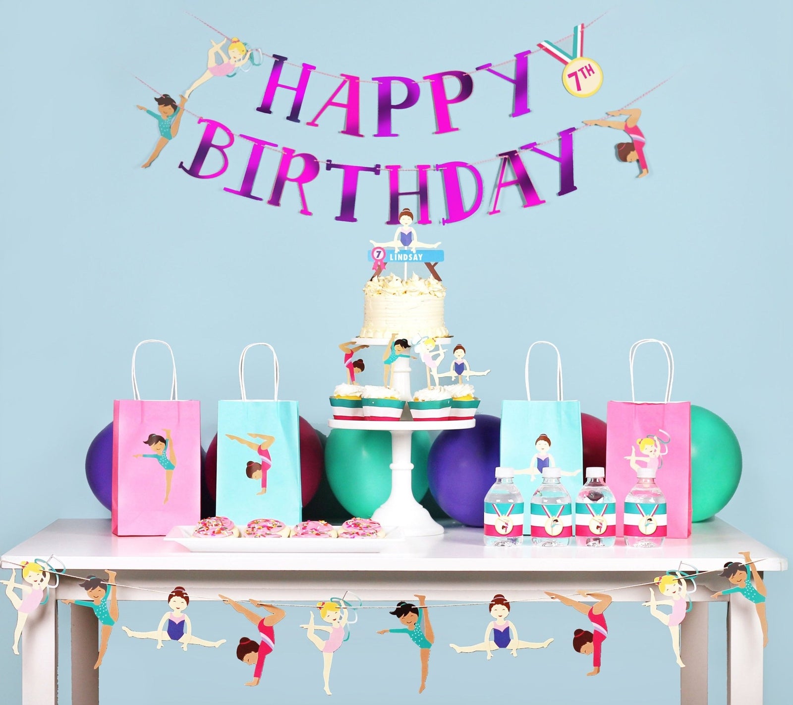 Gymnastics Party Birthday Banner - Stesha Party