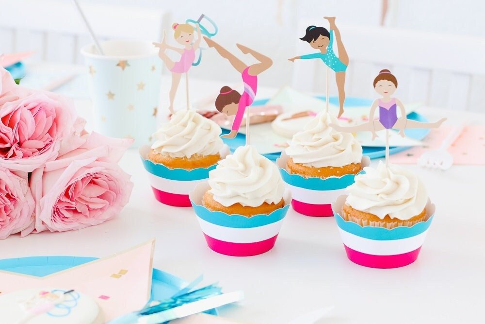 Gymnastics Party Cupcake Decorations - Stesha Party