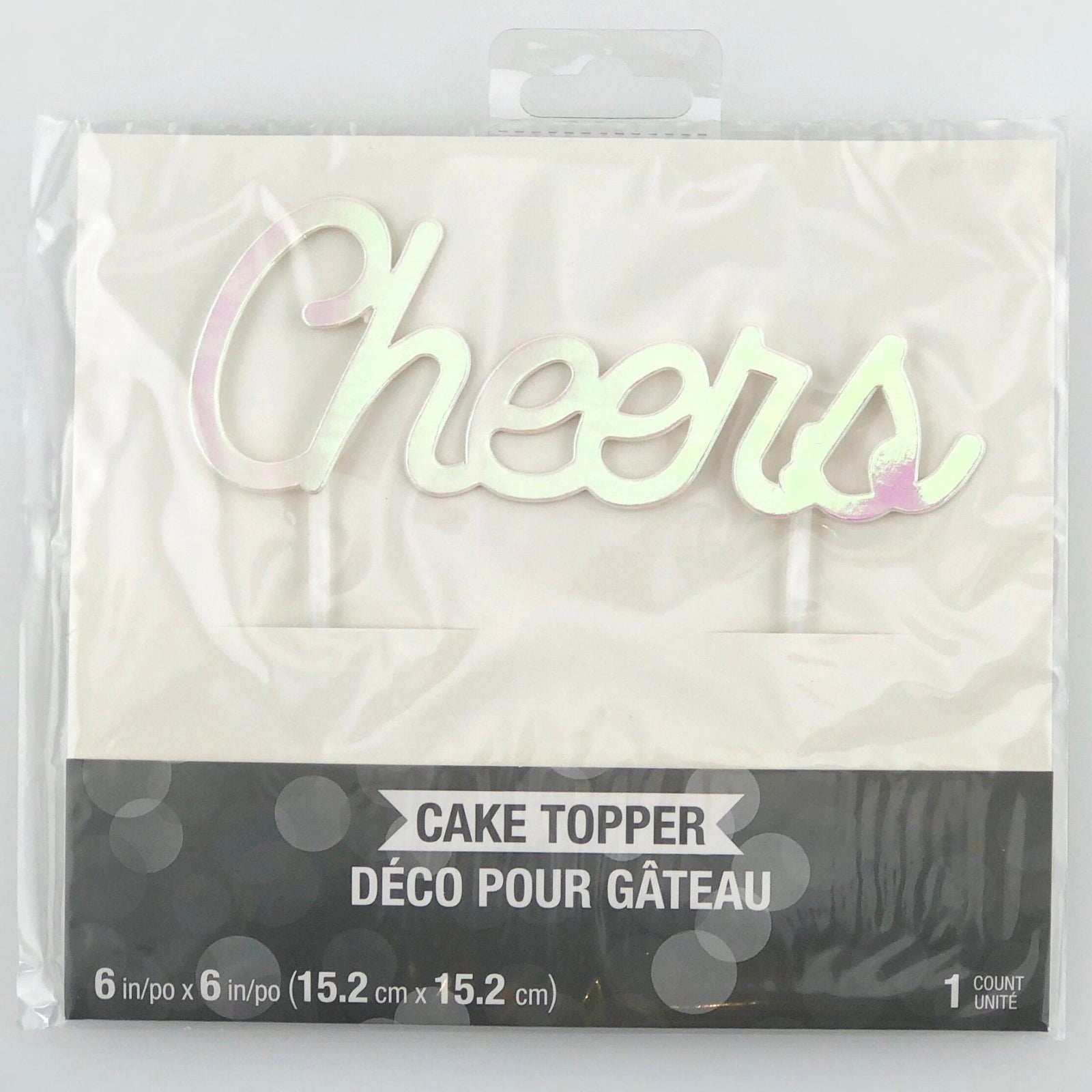 Iridescent "Cheers" Cake Topper - Stesha Party