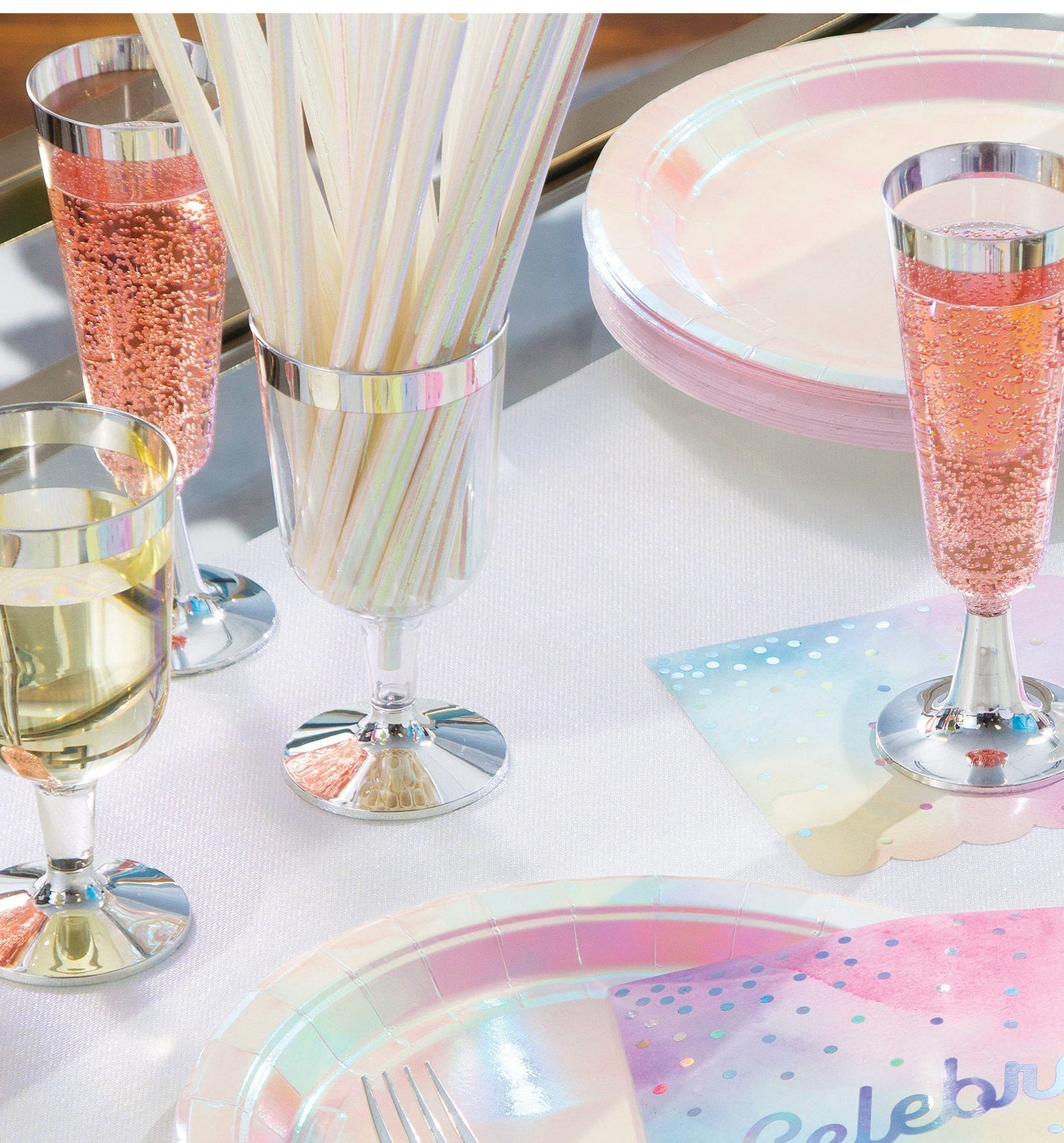 Iridescent Paper Party Straws - Stesha Party