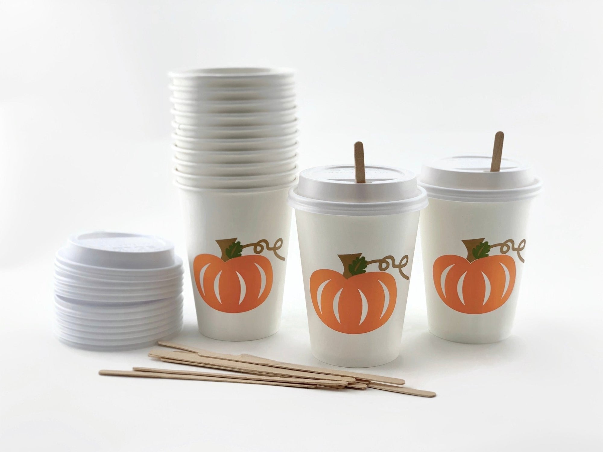 Lidded Pumpkin Party Coffee Cups - Stesha Party
