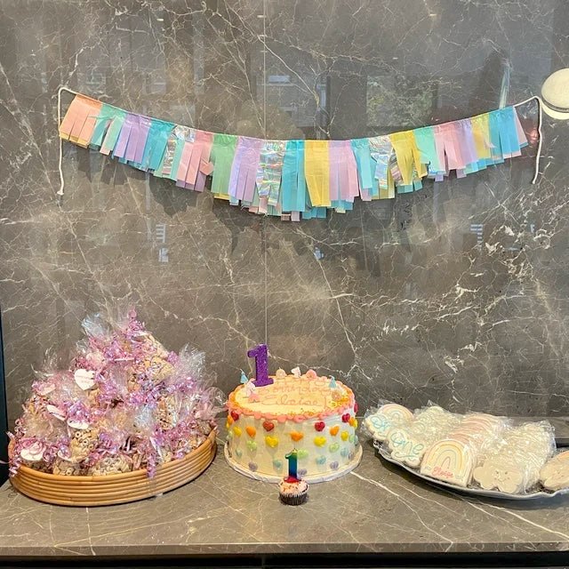 Pastel Rainbow Fringe Tissue Garland - Stesha Party
