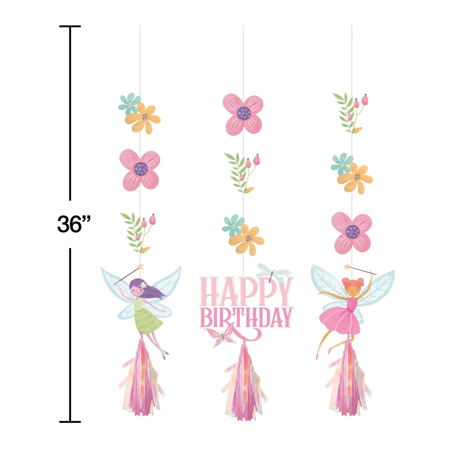 Pink Fairy Birthday Hanging Decorations - Stesha Party