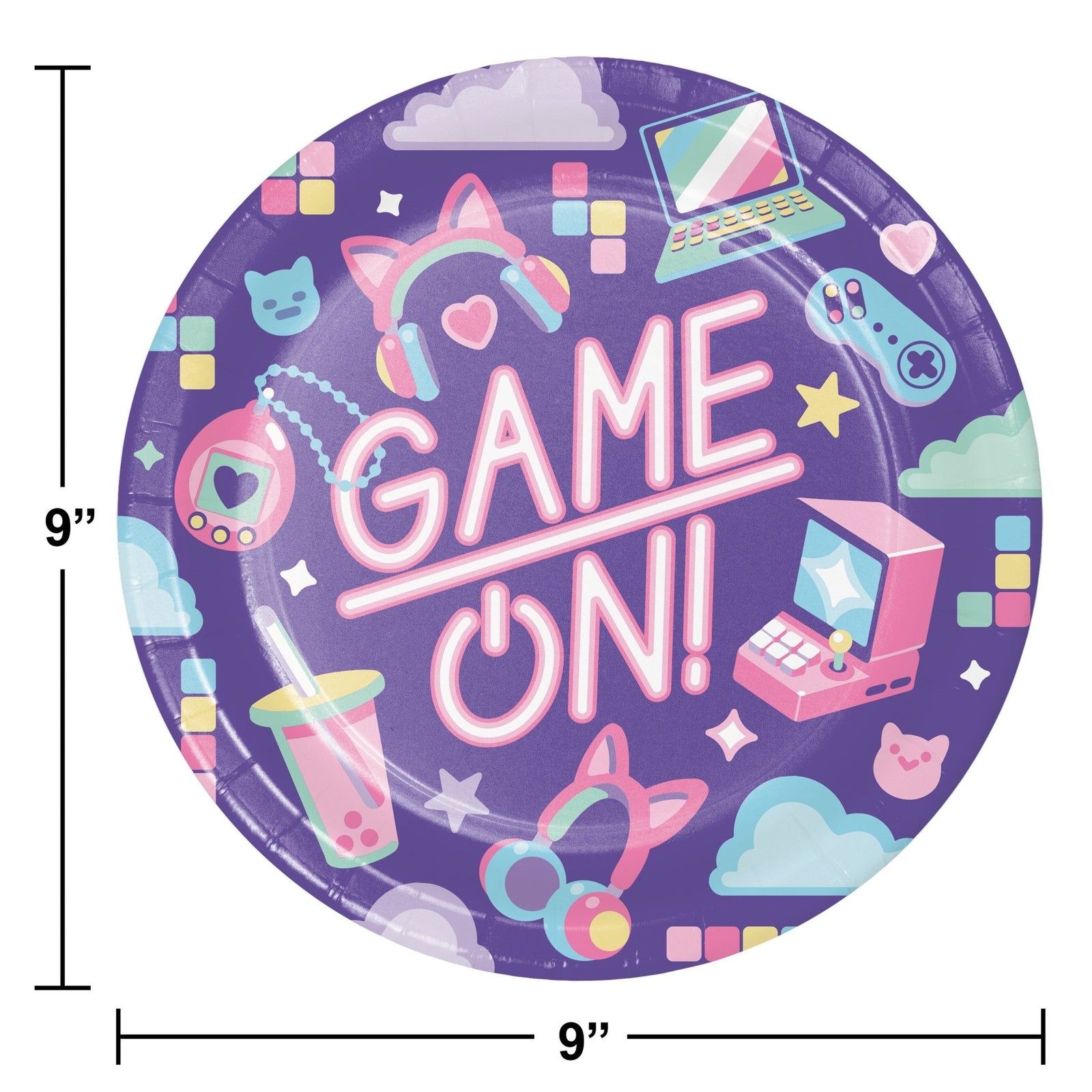 Pink Gaming Party Plates - Stesha Party