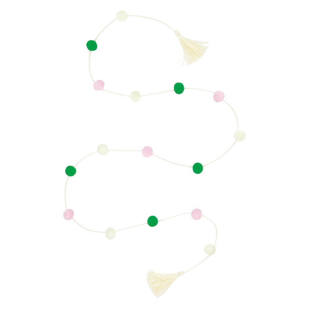 Pink & Green Felt Ball Garland - Stesha Party
