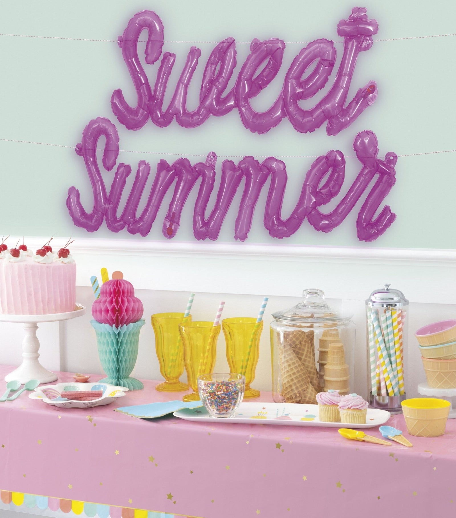 Pink Ice Cream Party Tablecloth - Stesha Party