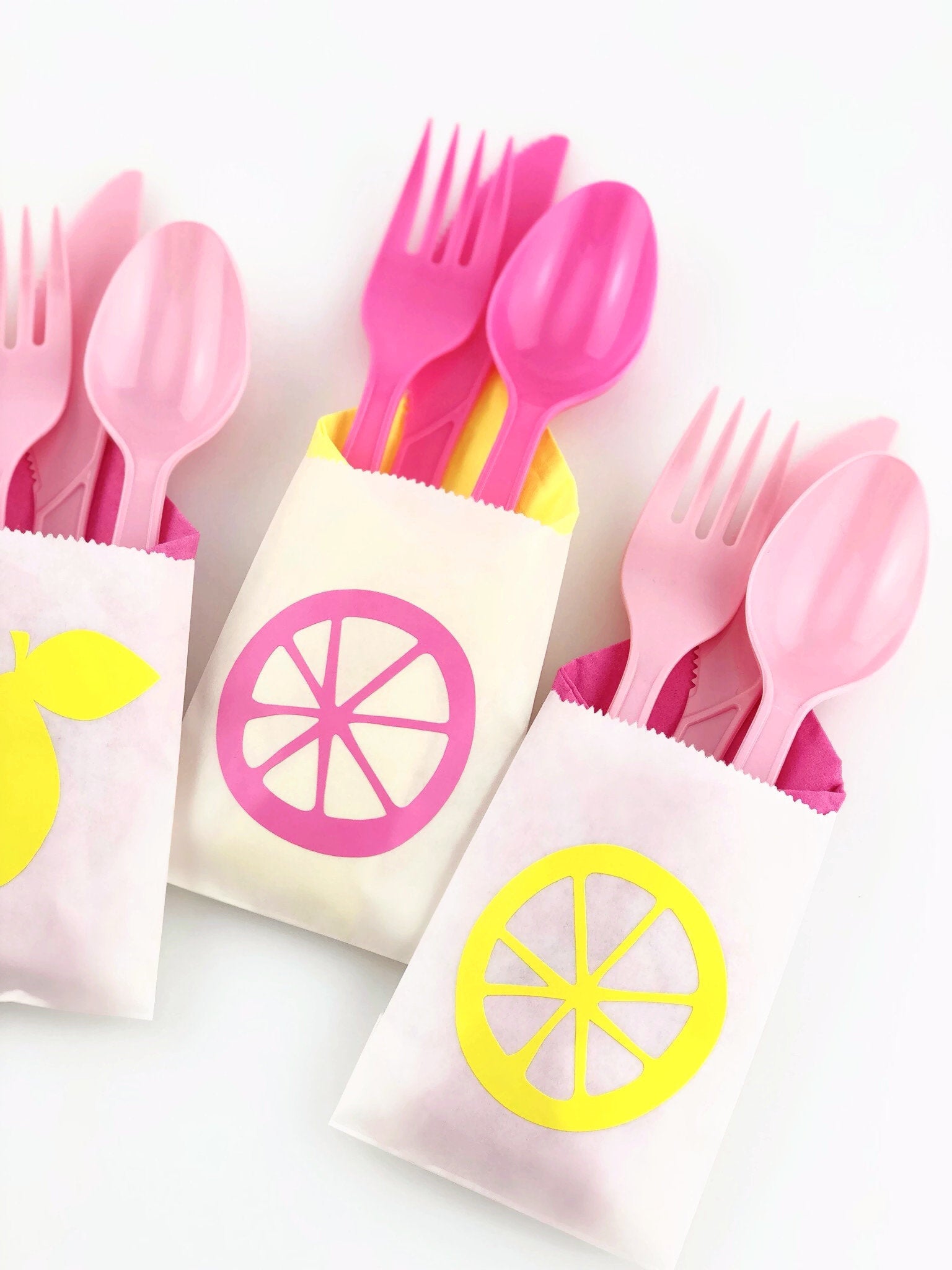 Pink Lemonade Party Cutlery Bag Set - Stesha Party