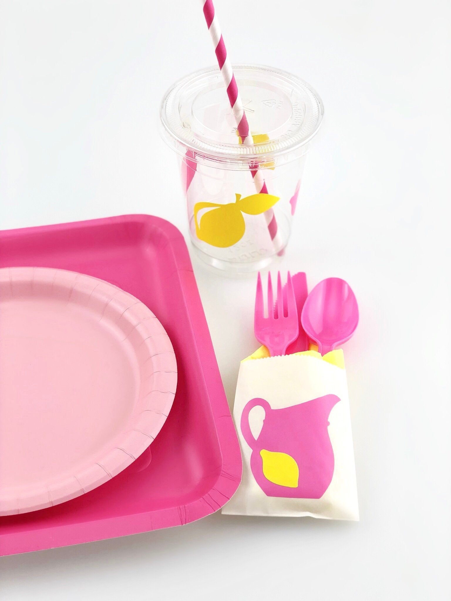 Pink Lemonade Party Cutlery Bag Set - Stesha Party