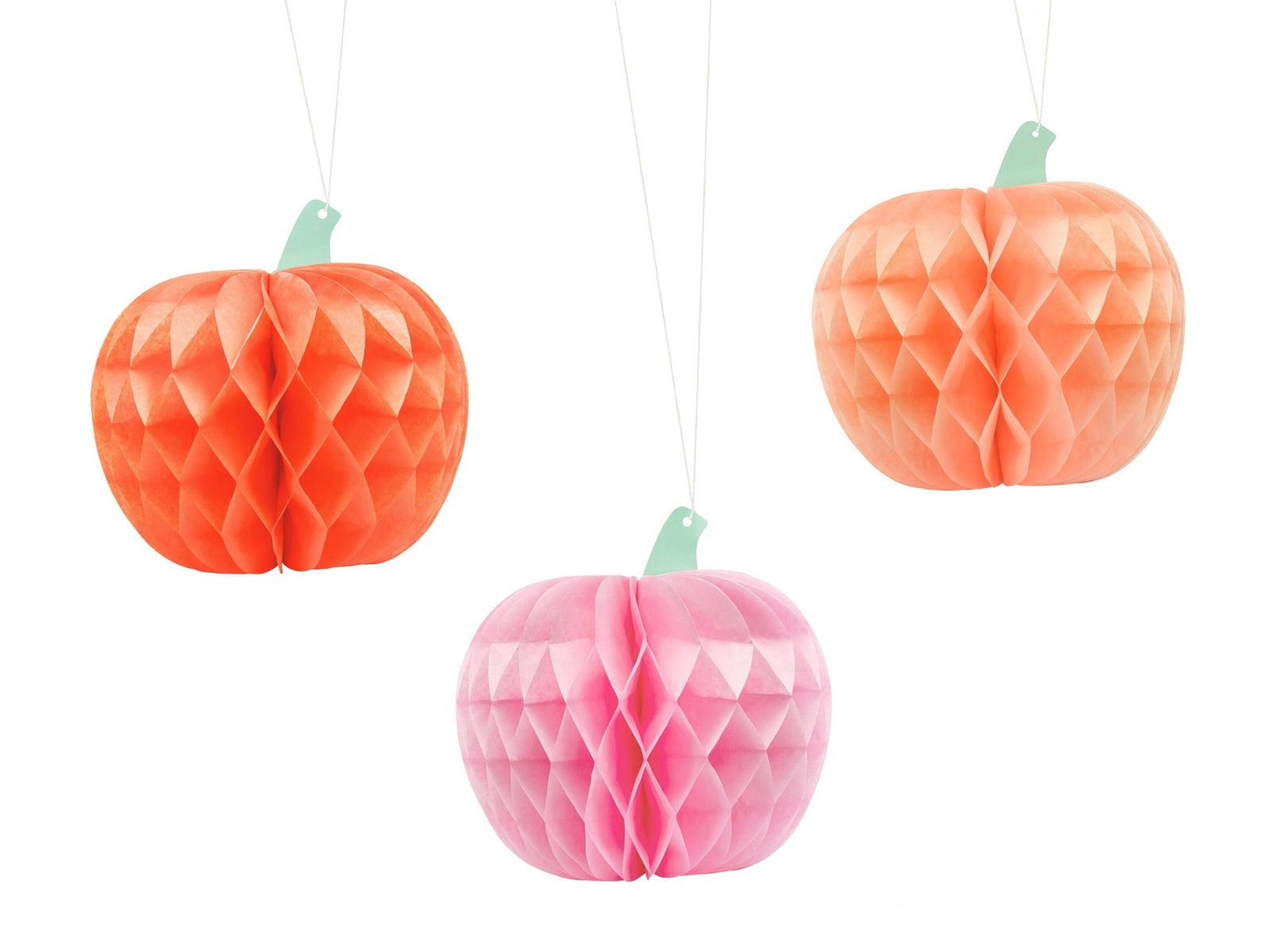 Pink & Orange Pumpkin Party Hanging Decorations 3ct - Stesha Party