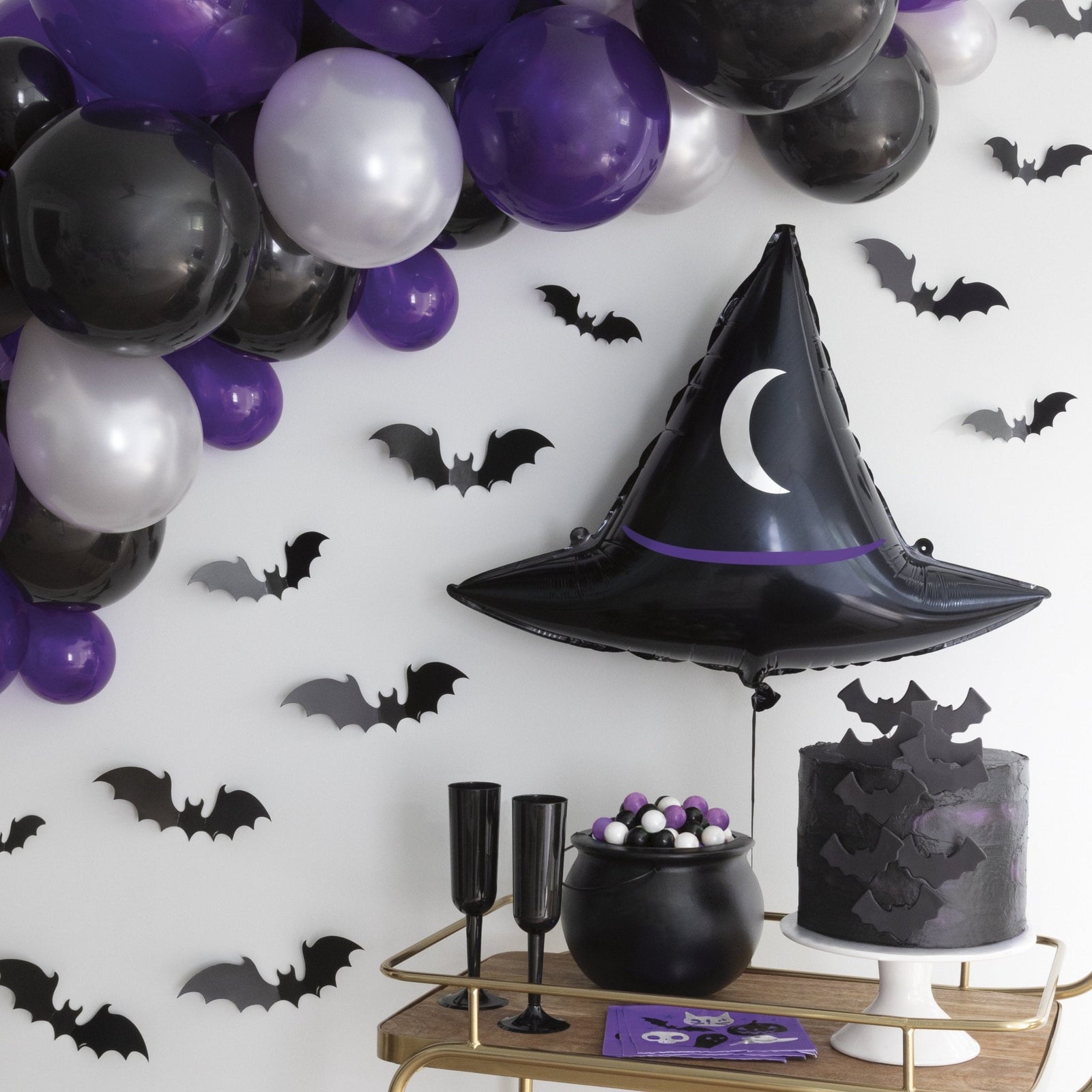 Purple, Black & Silver Balloon Arch Decoration - Stesha Party
