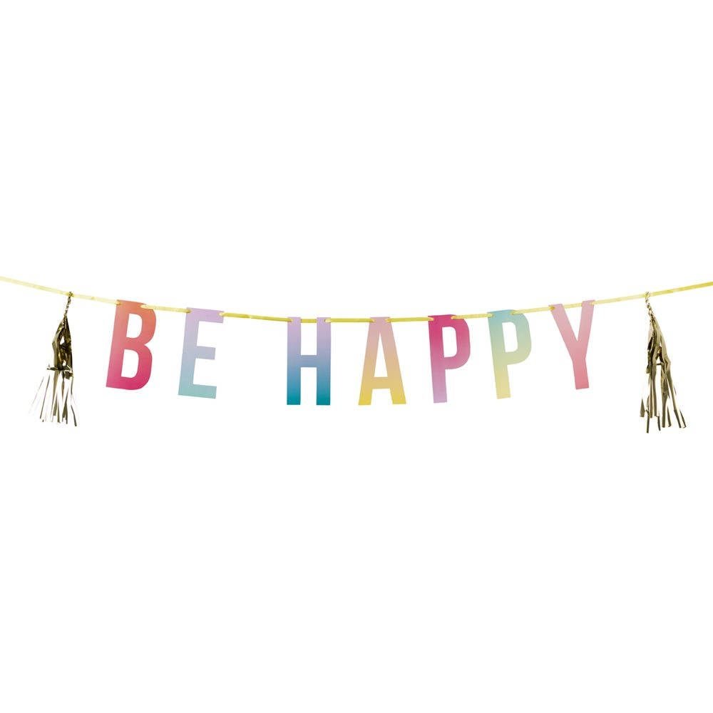 Rainbow "Be Happy" Banner - Stesha Party