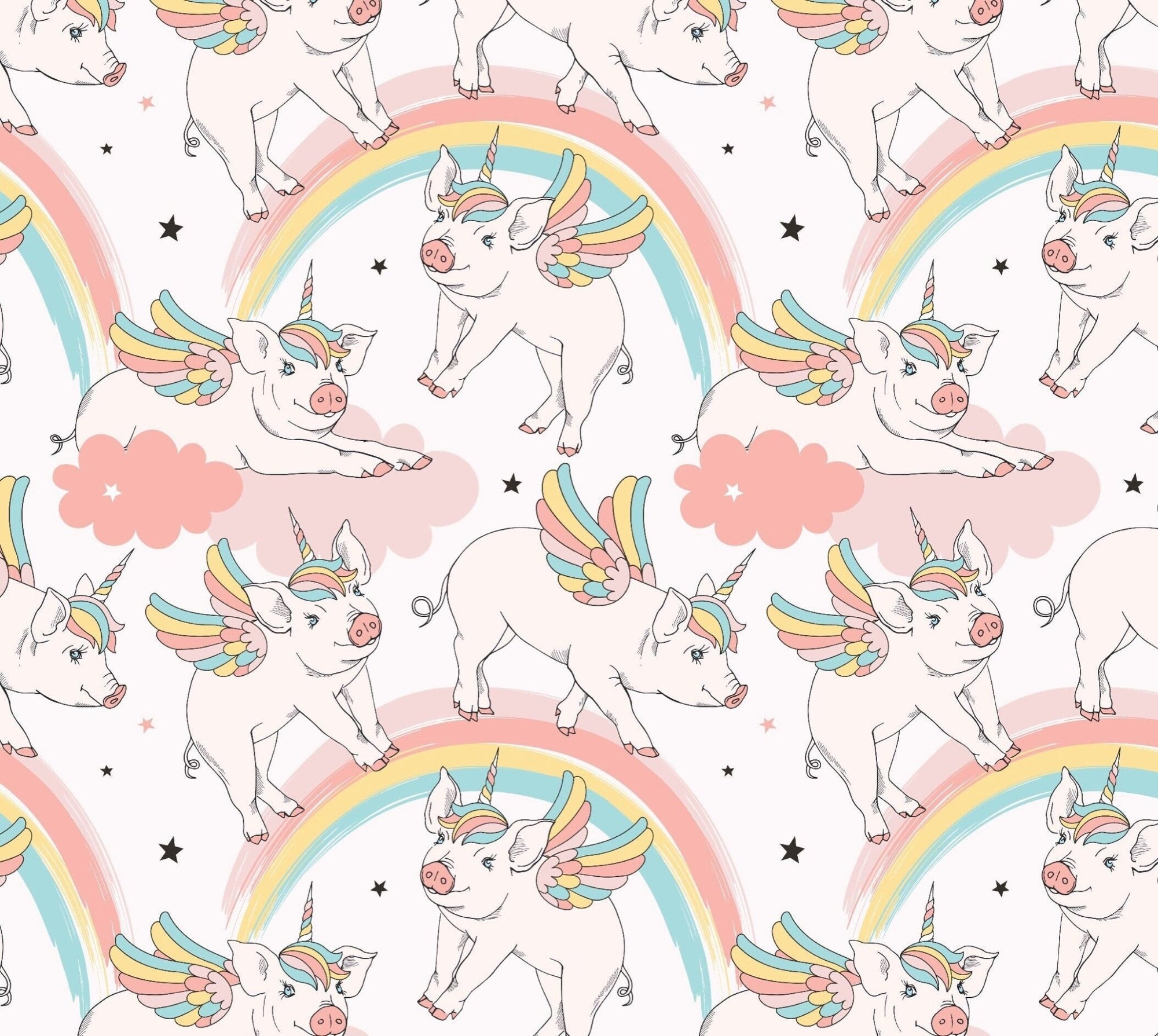 Rainbow Unicorn Pig Gift Wrap - Stesha Party