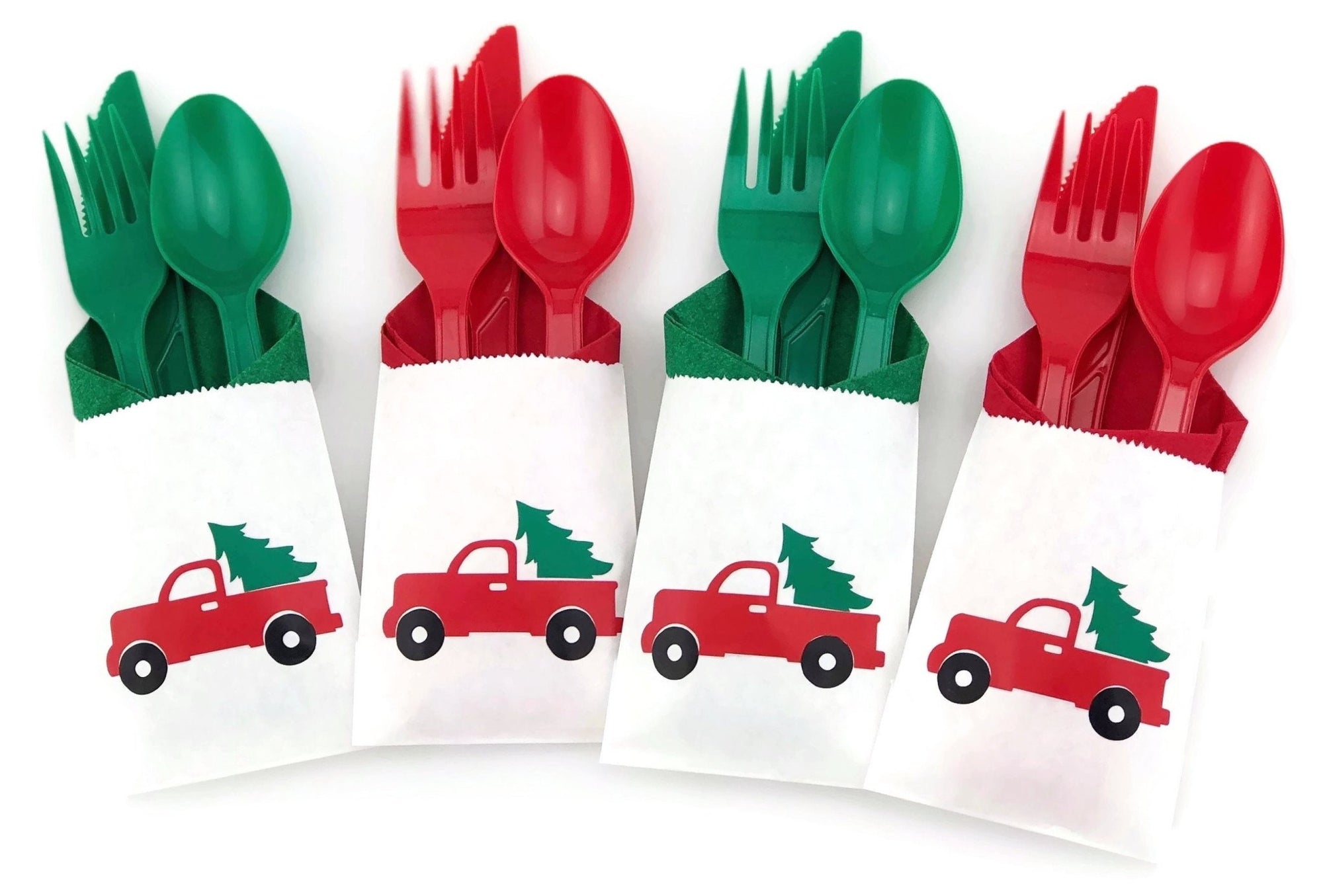 Red Truck Party Cutlery Bag Set - Stesha Party