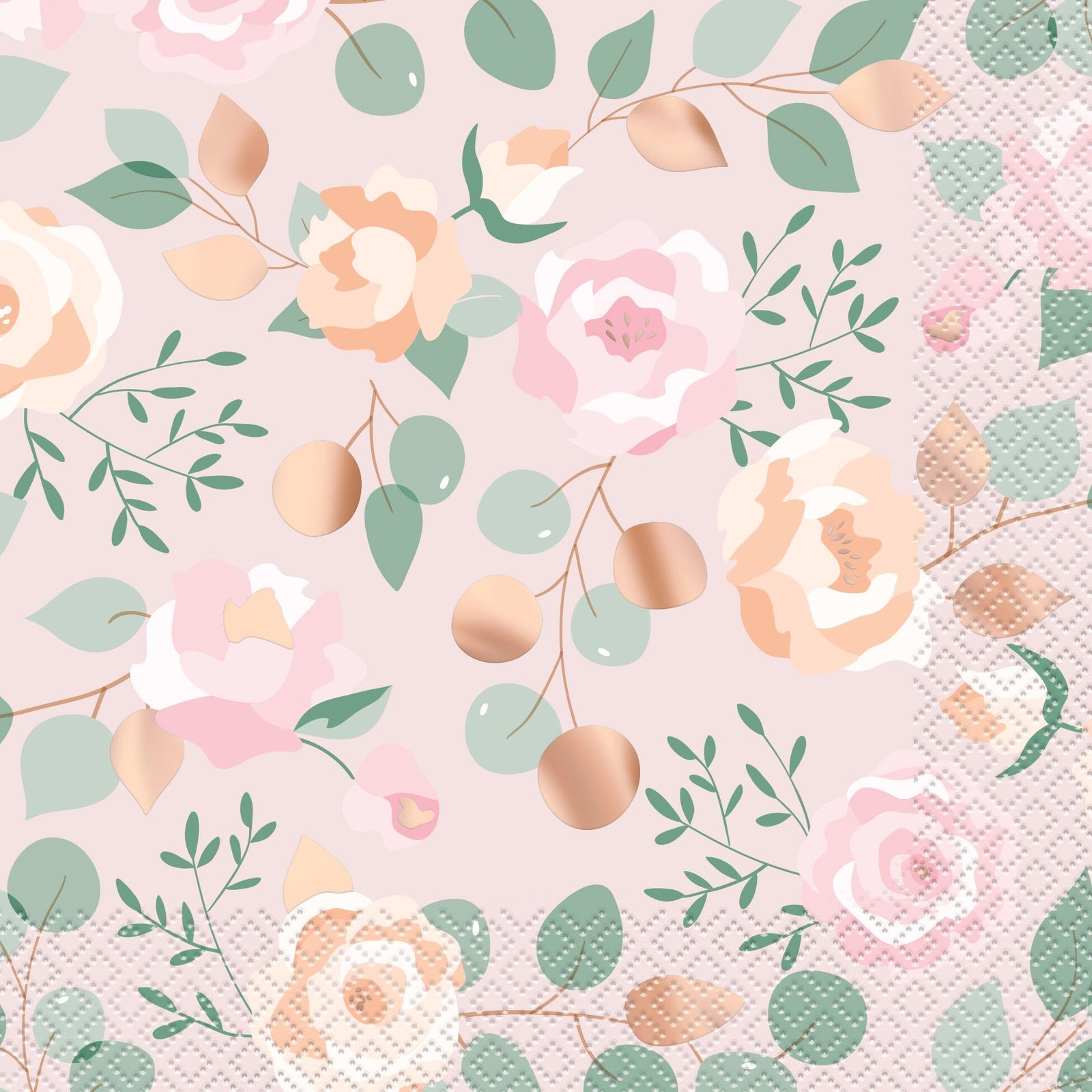Rose Gold Floral Napkins - Stesha Party