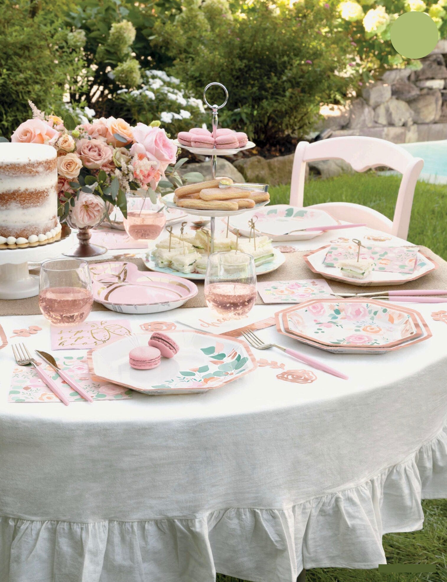 Rose Gold Floral Party Plates 8ct - Stesha Party