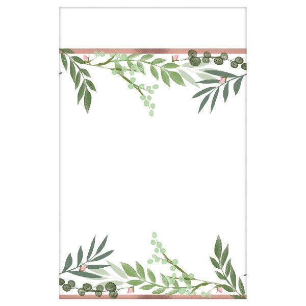 Rose Gold Greenery Plastic Tablecloth - Stesha Party