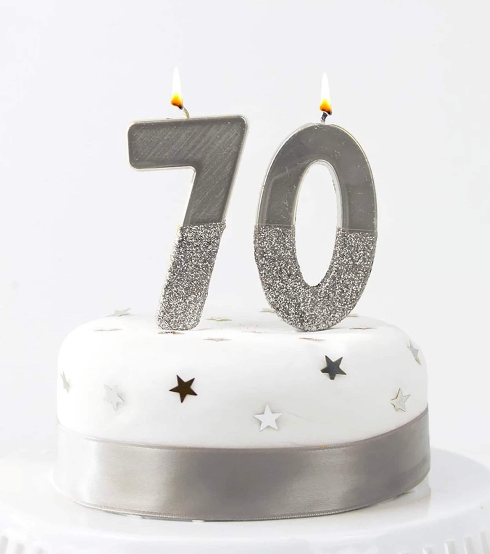 Silver Glitter Number Candles - Stesha Party