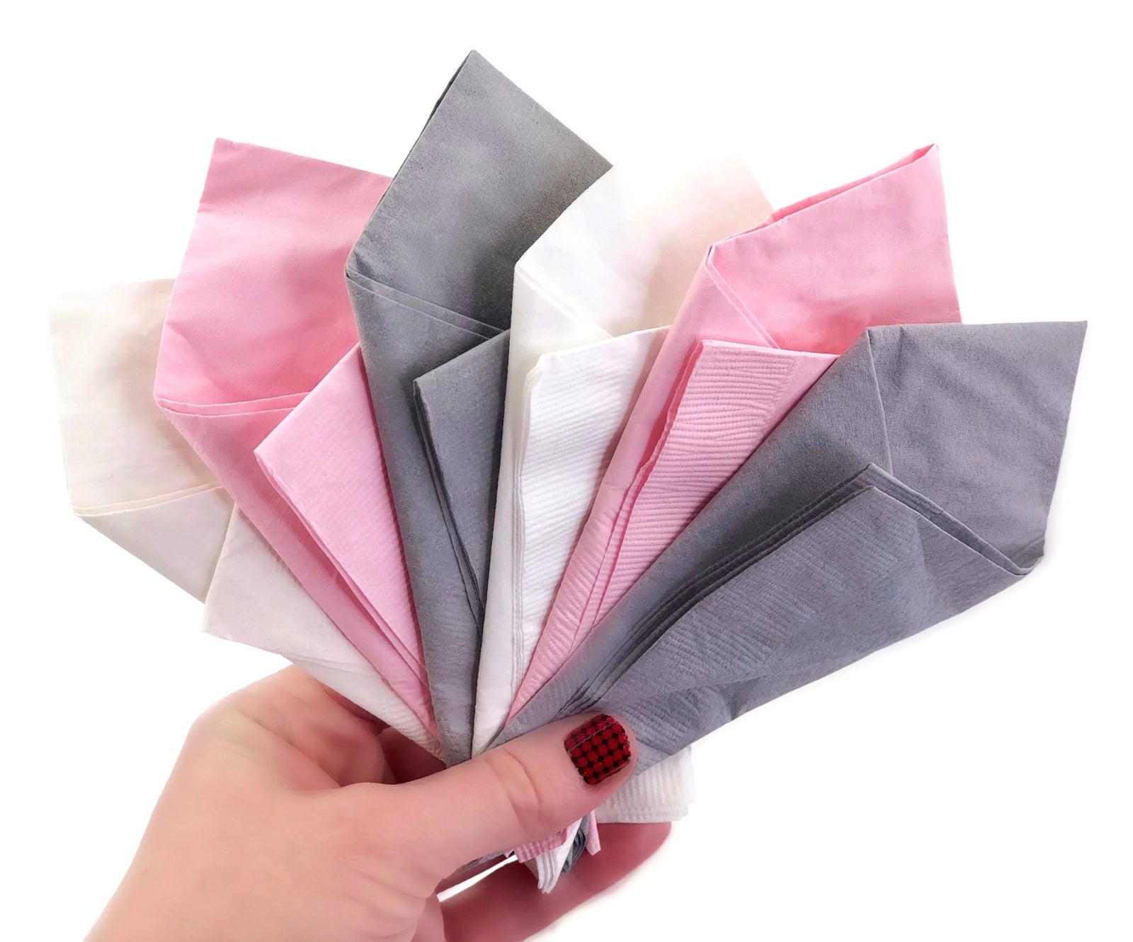 Silver, Pink, & White Assorted Party Napkins - Stesha Party