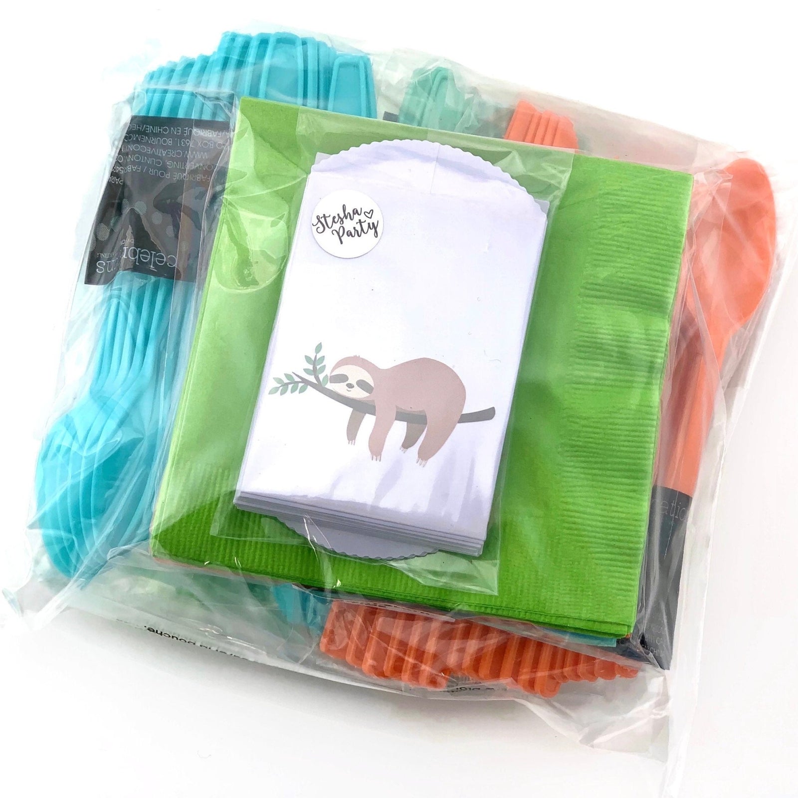Sloth Party Cutlery Bag Set - Stesha Party