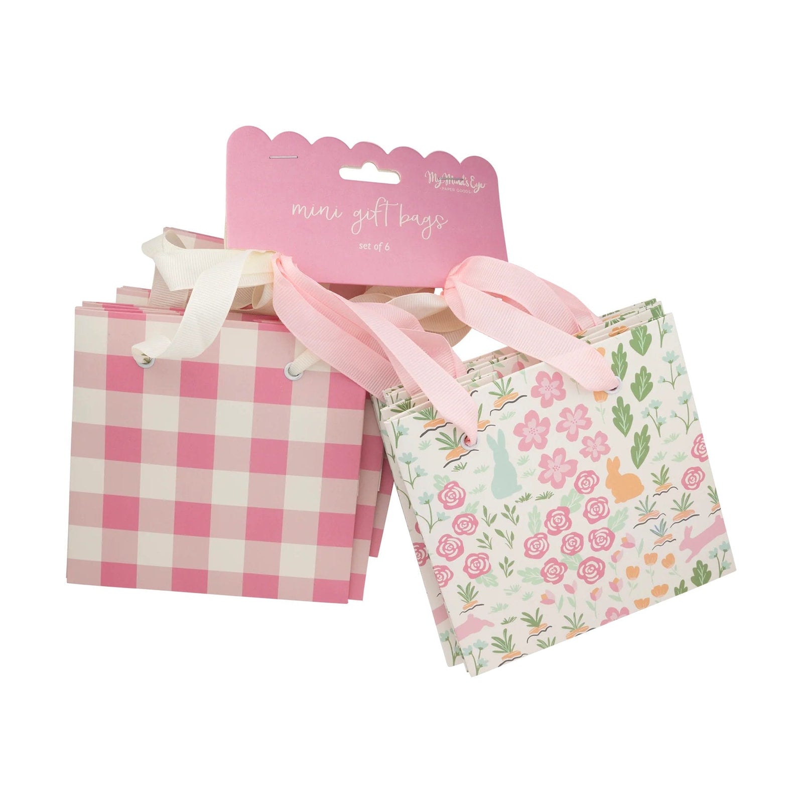 Small Plaid Pink Gift Bags - Stesha Party