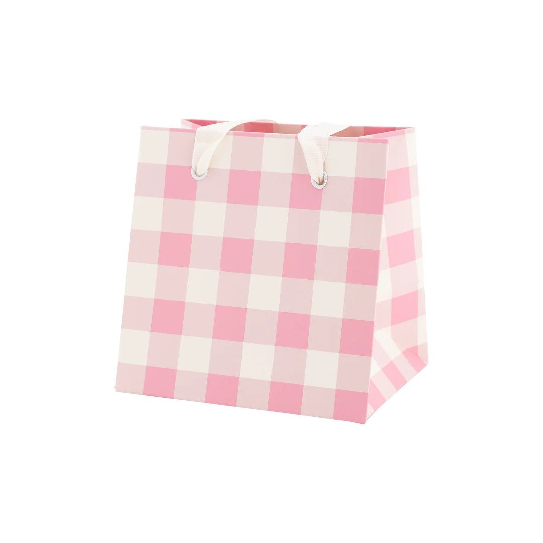 Small Plaid Pink Gift Bags - Stesha Party
