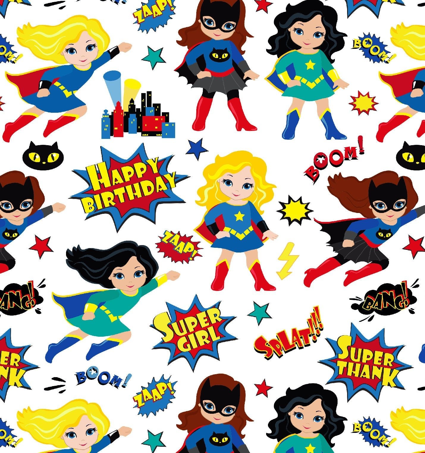 Superhero Girl Gift Wrap - Stesha Party