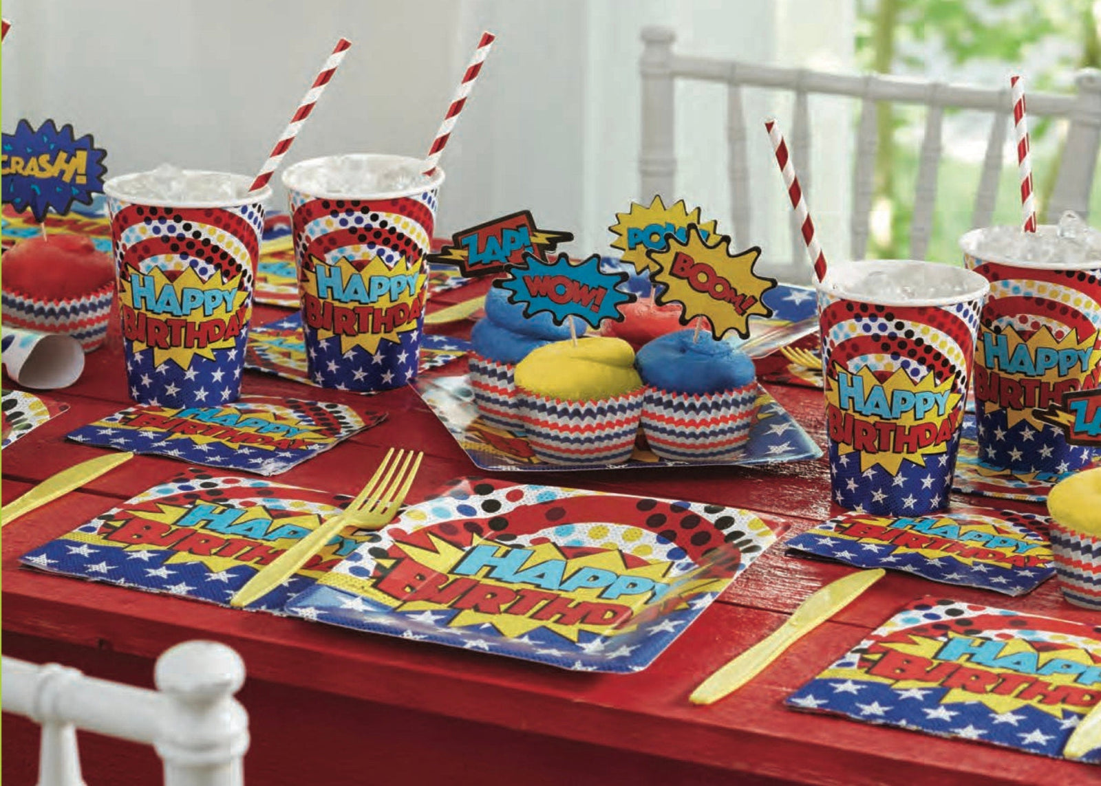 Superhero "Happy Birthday" Napkins - Stesha Party