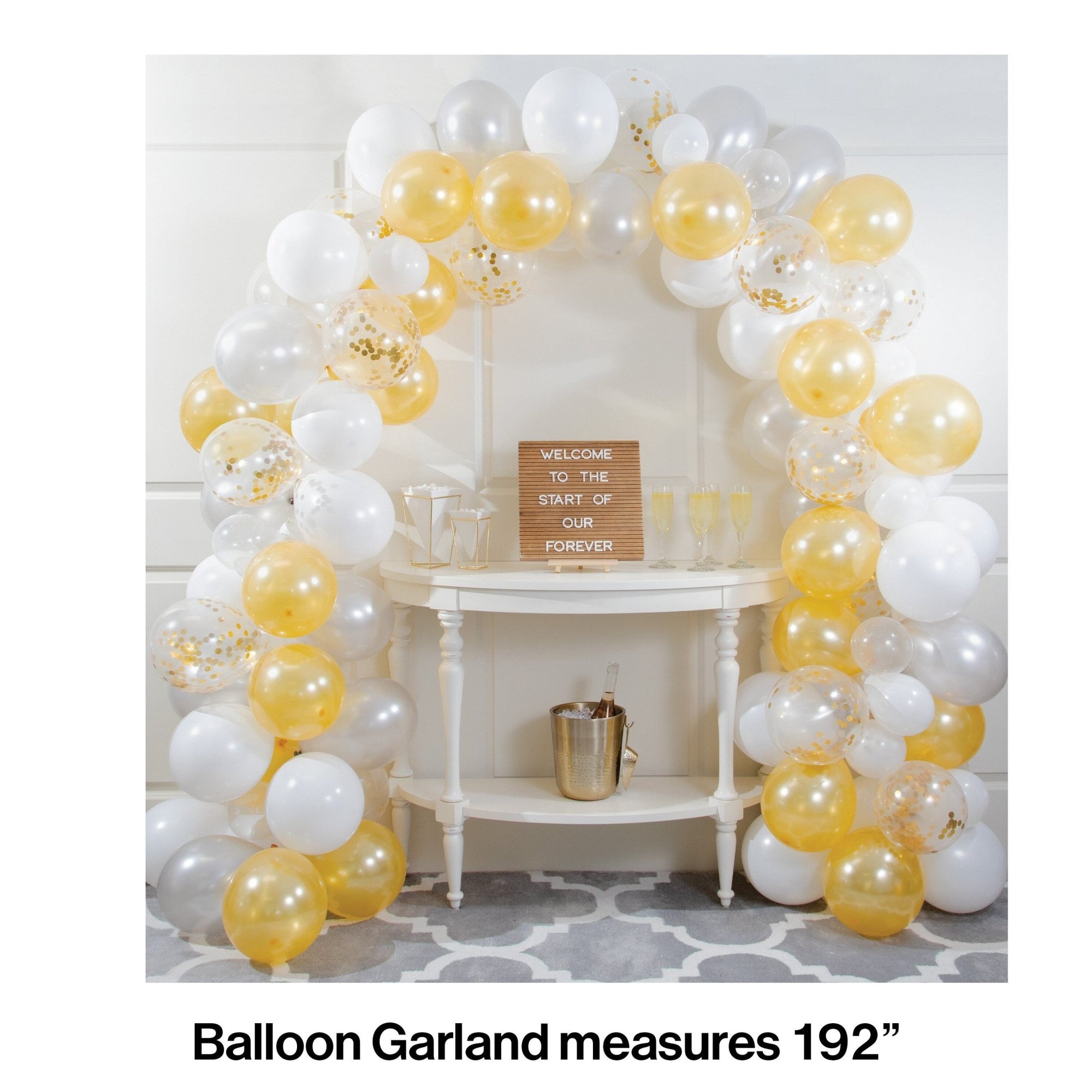 White and Gold Balloon Arch - Stesha Party