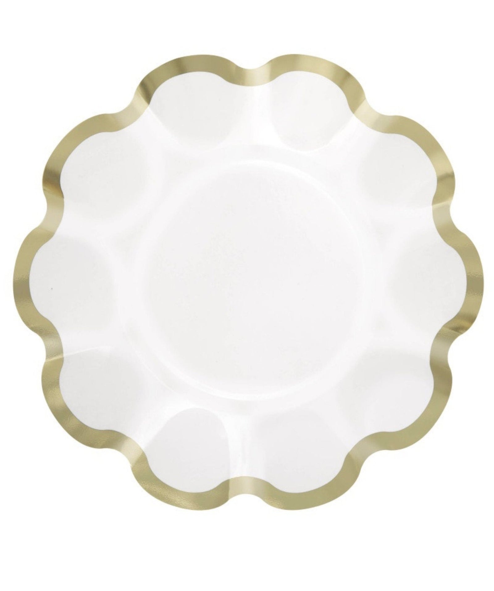 White & Gold Foil Rim Paper Plates - Stesha Party