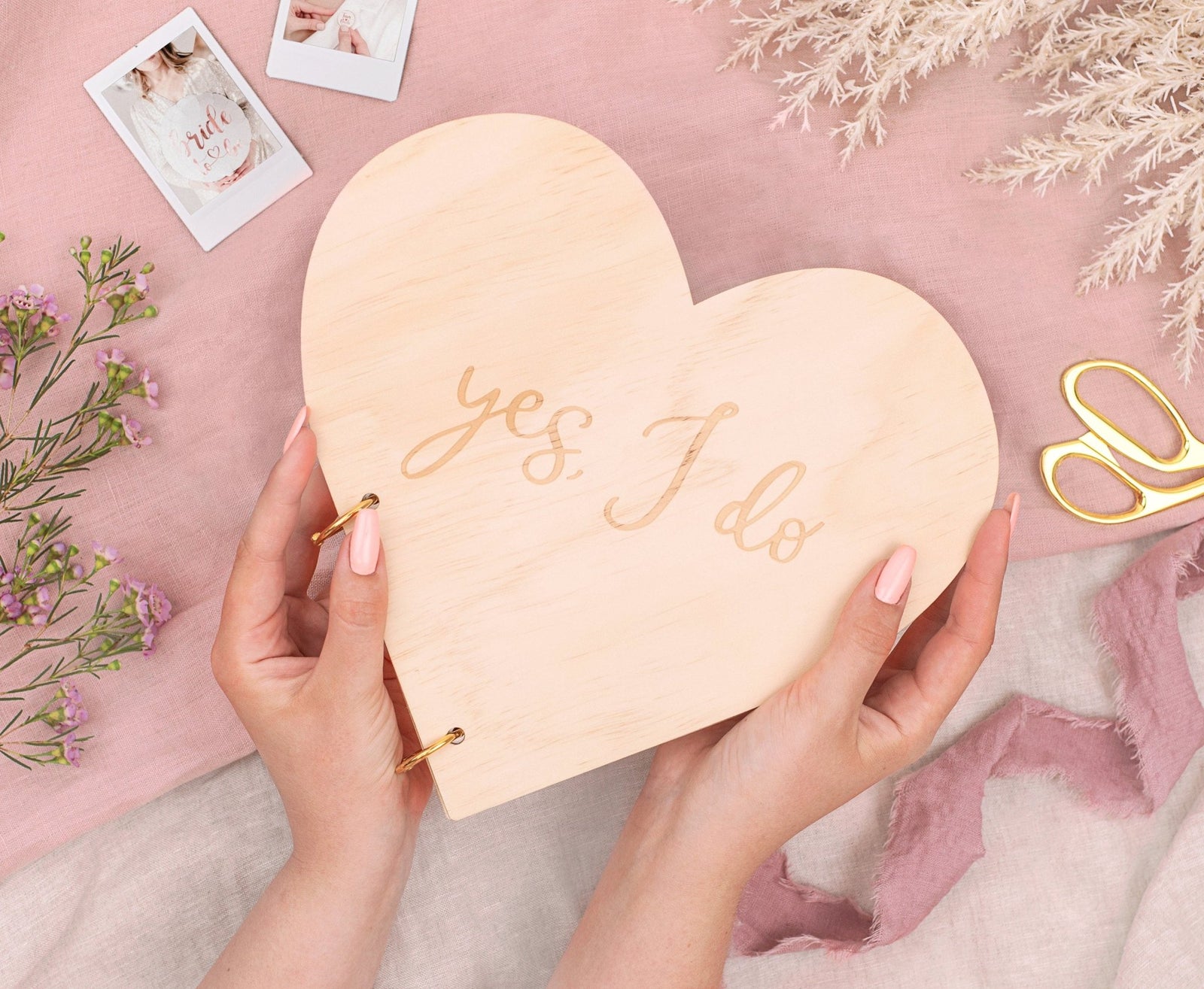 Wooden Heart Wedding Guest Book - Stesha Party