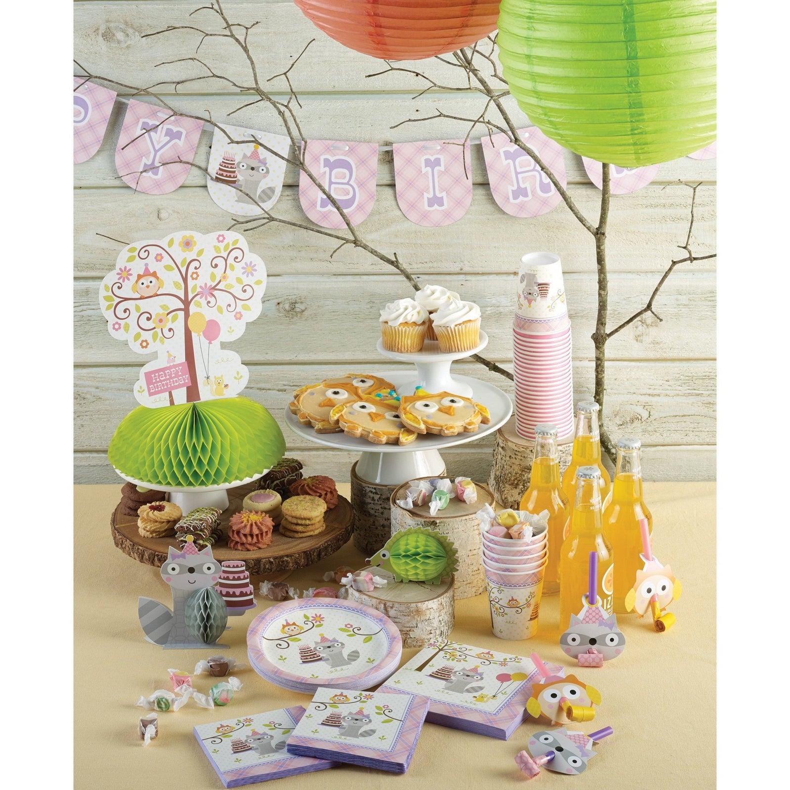 Woodland Party Pink Hanging Decor - Stesha Party