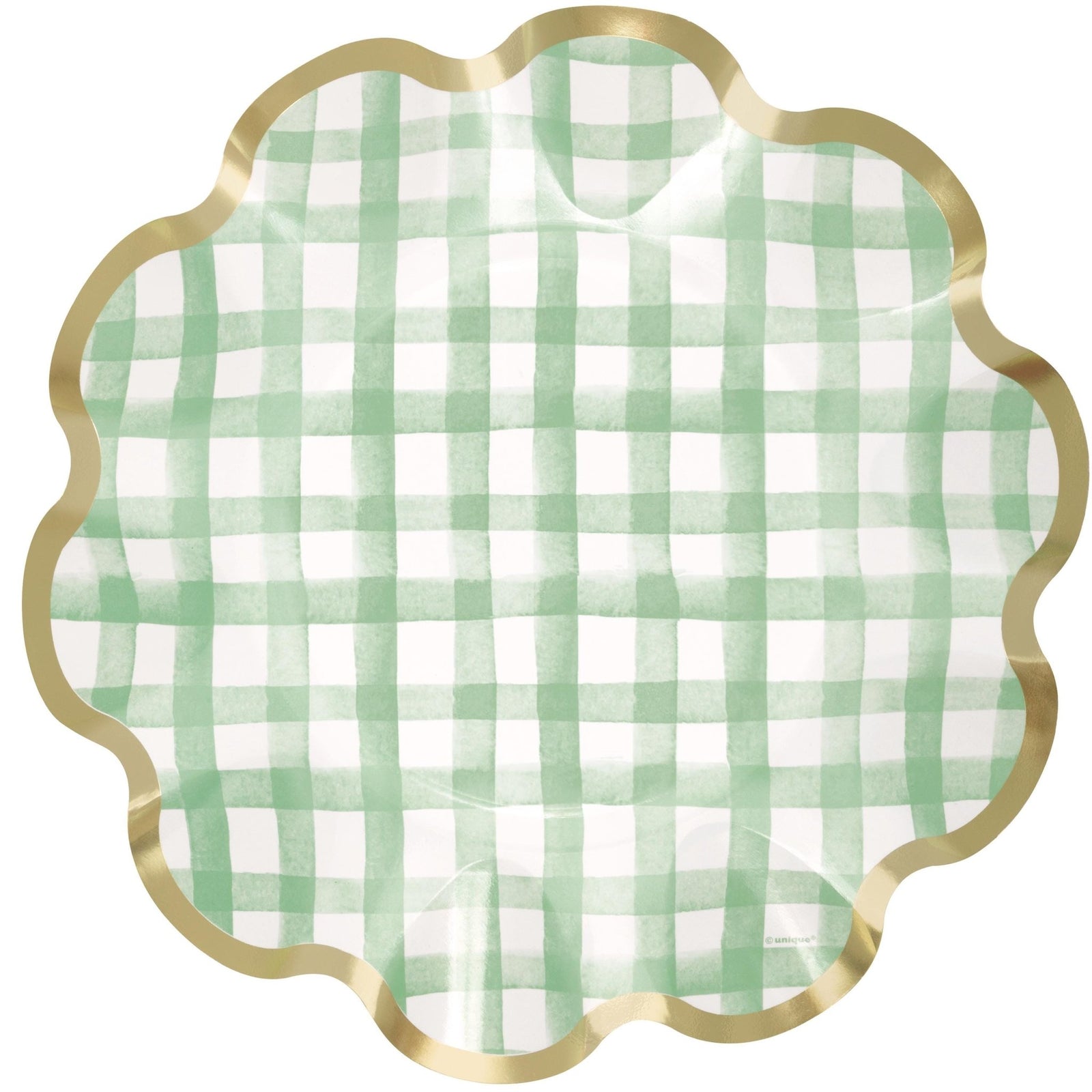 10" Mint Green Gingham Paper Plates 8ct - Stesha Party