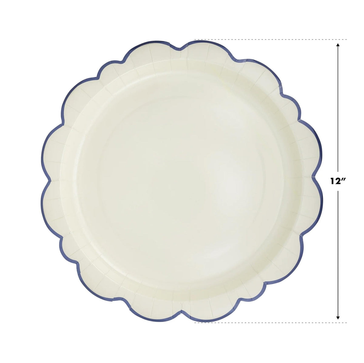 12" Blue & Cream Large Paper Dinner Plates - Stesha Party