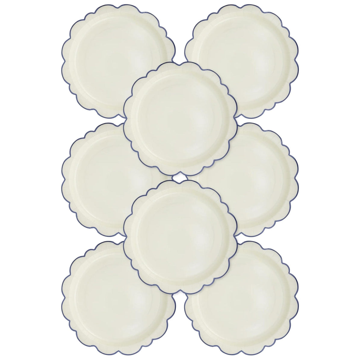 12" Blue & Cream Large Paper Dinner Plates - Stesha Party