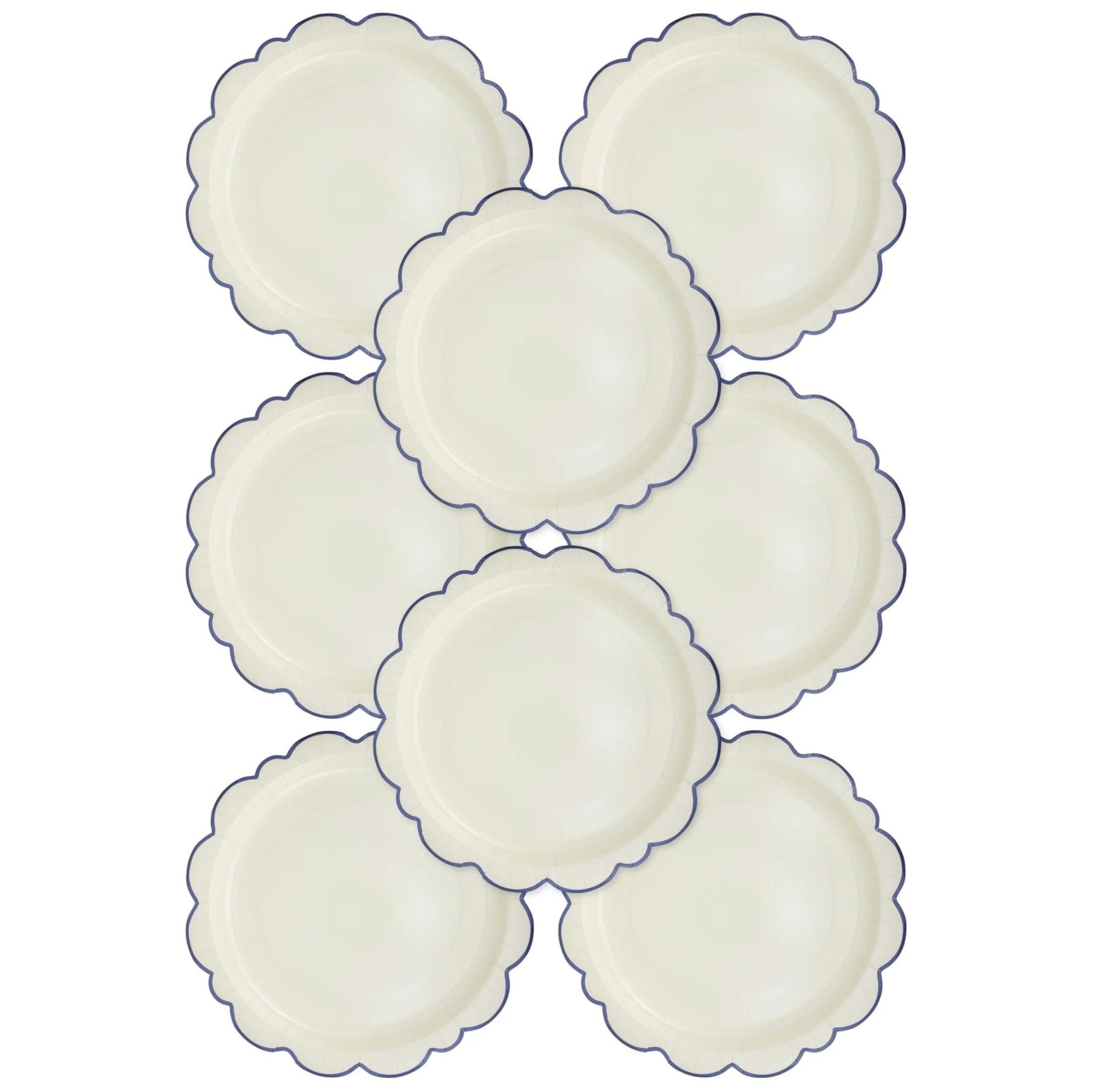 12" Blue & Cream Large Paper Dinner Plates - Stesha Party