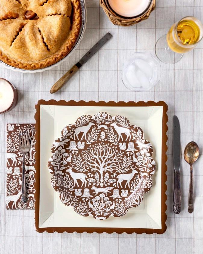 12" Brown & Cream Charger Plates - Stesha Party